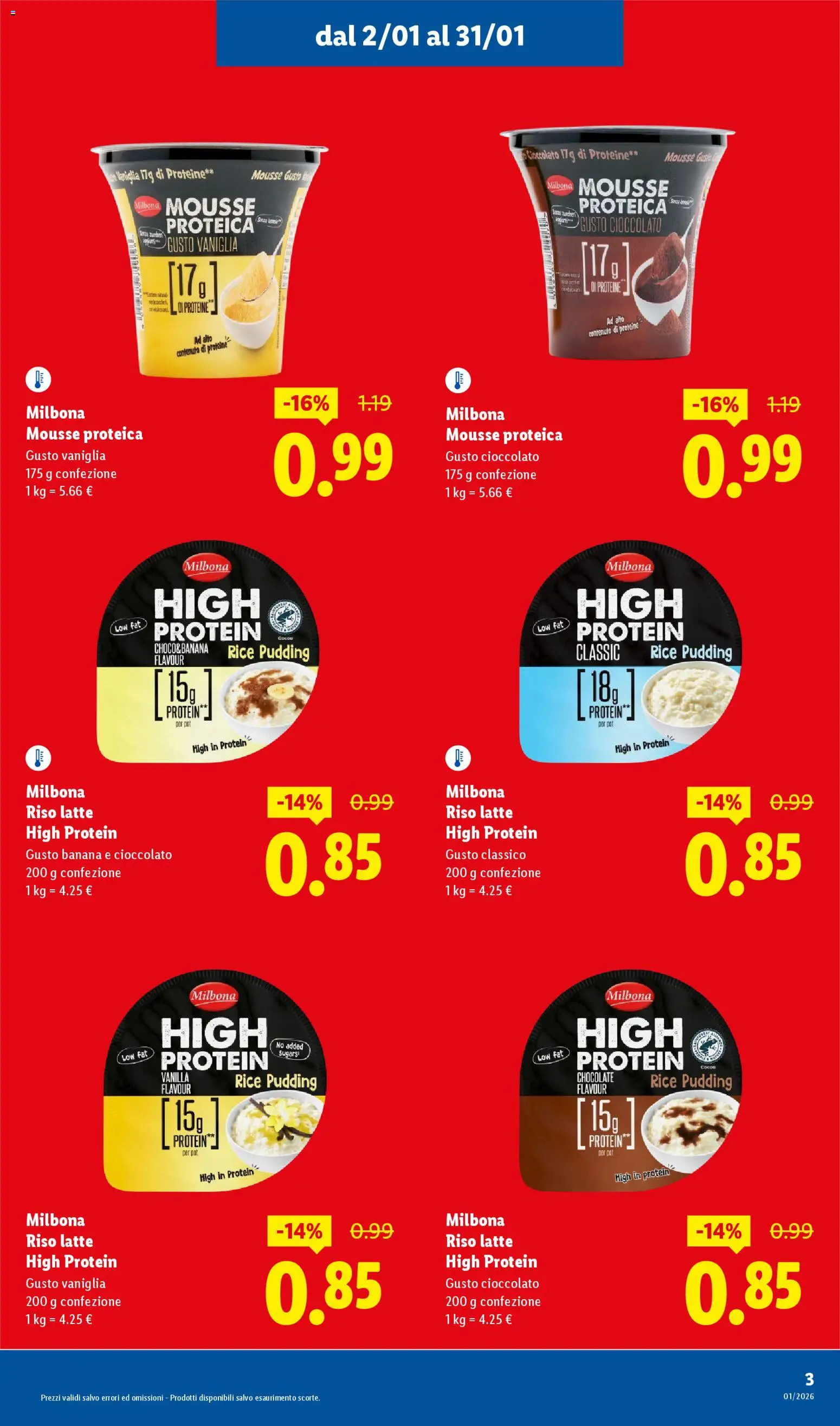 Volantino Lidl del 02.01.2026 | Pagina: 3 | Prodotti: Cioccolato, Riso, Latte