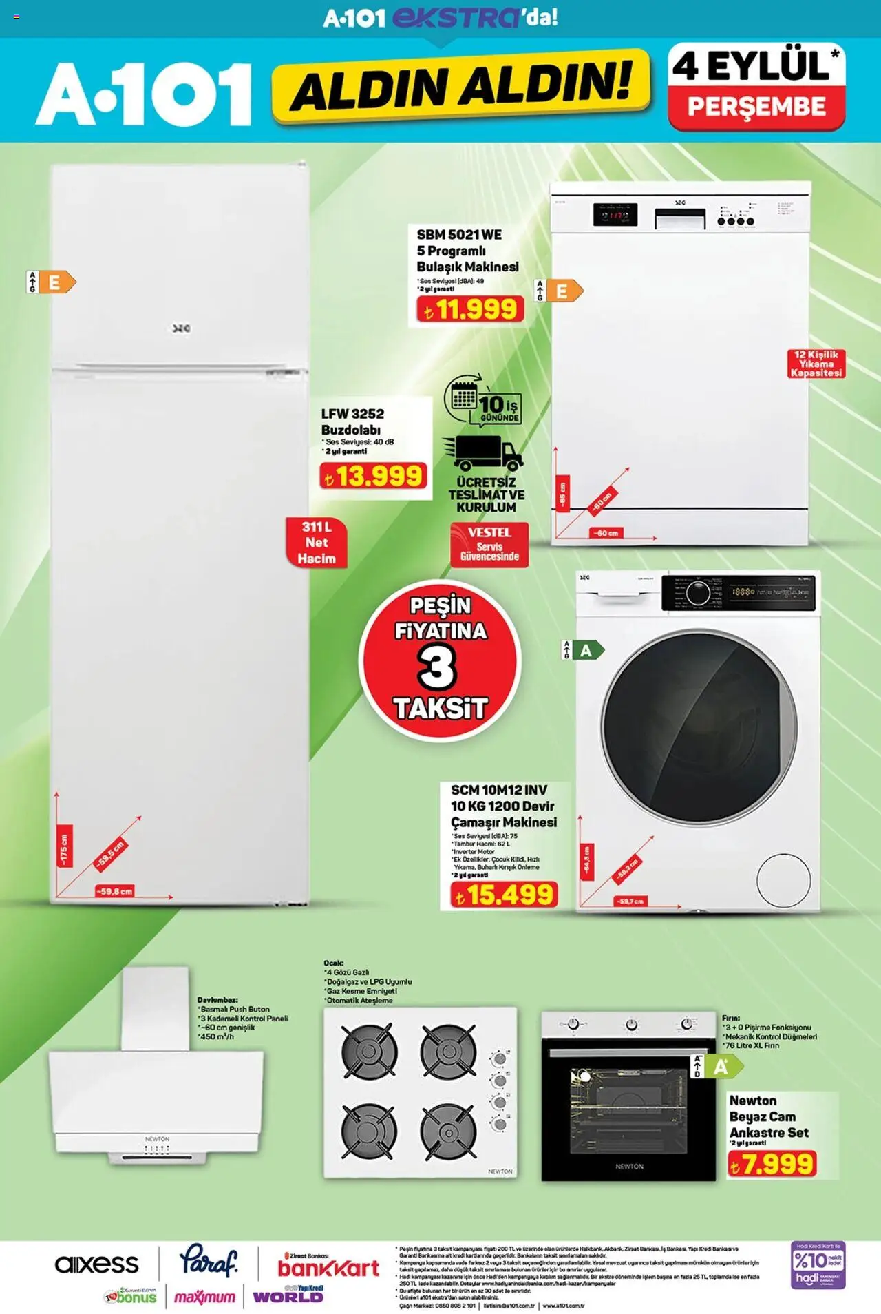 A101 Katalog Aldın Aldın - 04.09.2025 tarihinden itibaren geçerlidir | Sayfa: 32 | Ürünler: Ses, Buzdolabı, Ocak, Bulaşık makinesi