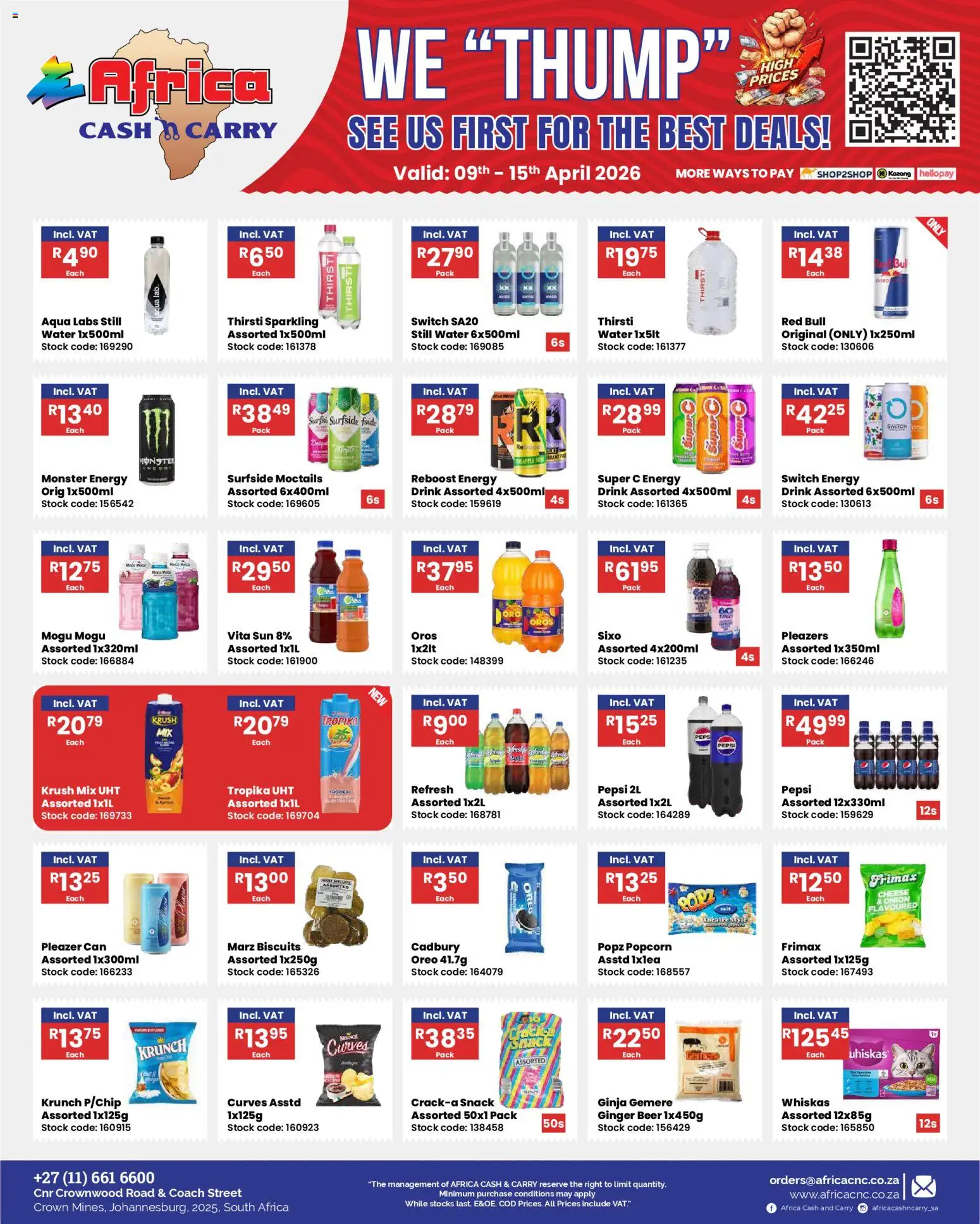 New Africa Cash & Carry catalogue – valid from 09.04.2026 | Page: 16 | Products: Cheese, Switch, Popcorn, Stock