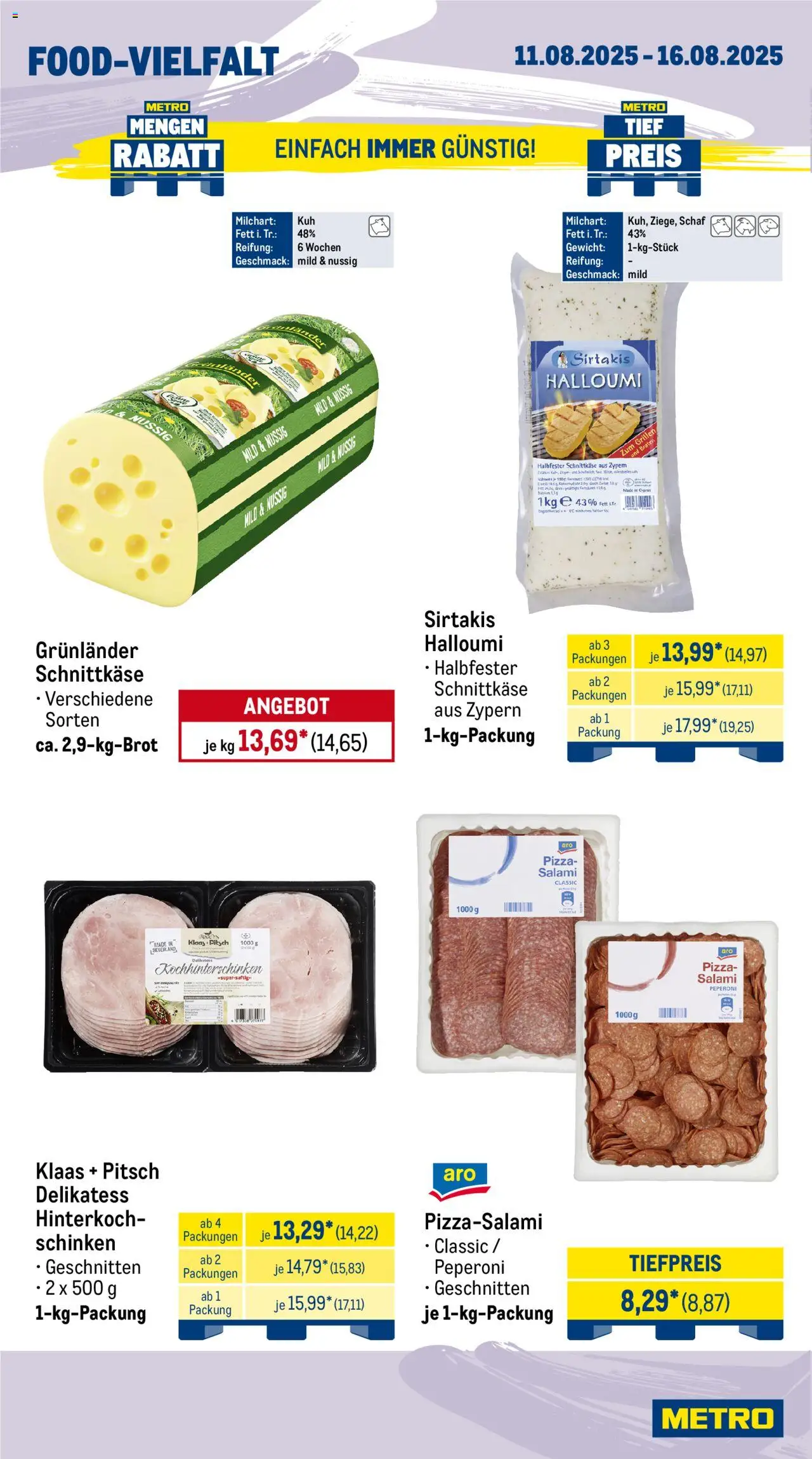 Metro Wochen-Angebote Gastro - gültig ab dem 11.08.2025 | Seite: 10 | Produkte: Grunlander, Zucker, Schinken, Pizza