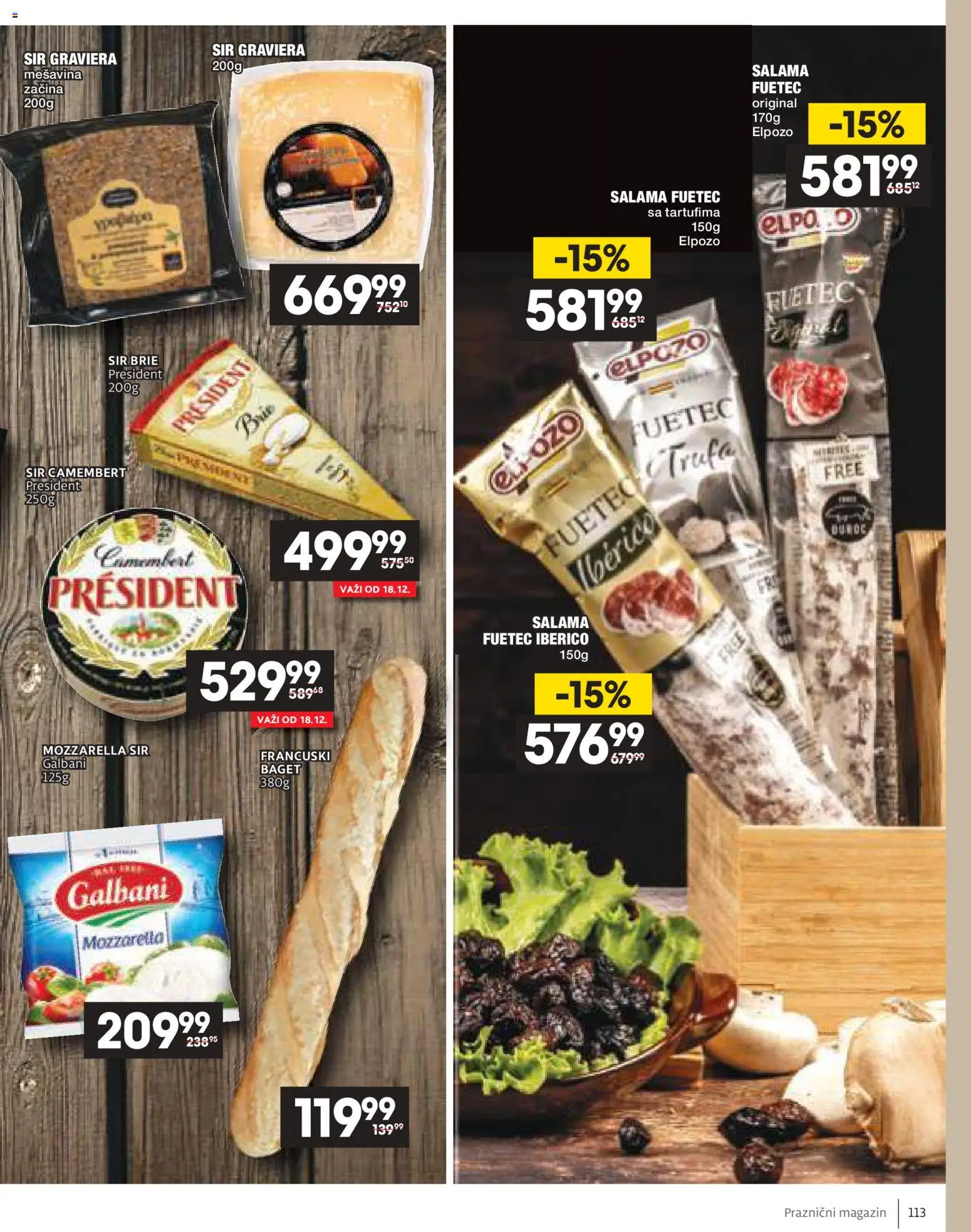 Idea katalog - važi od 11.12.2025 | Strana: 113 | Proizvode: Baget, Sir, Mozzarella, Salama