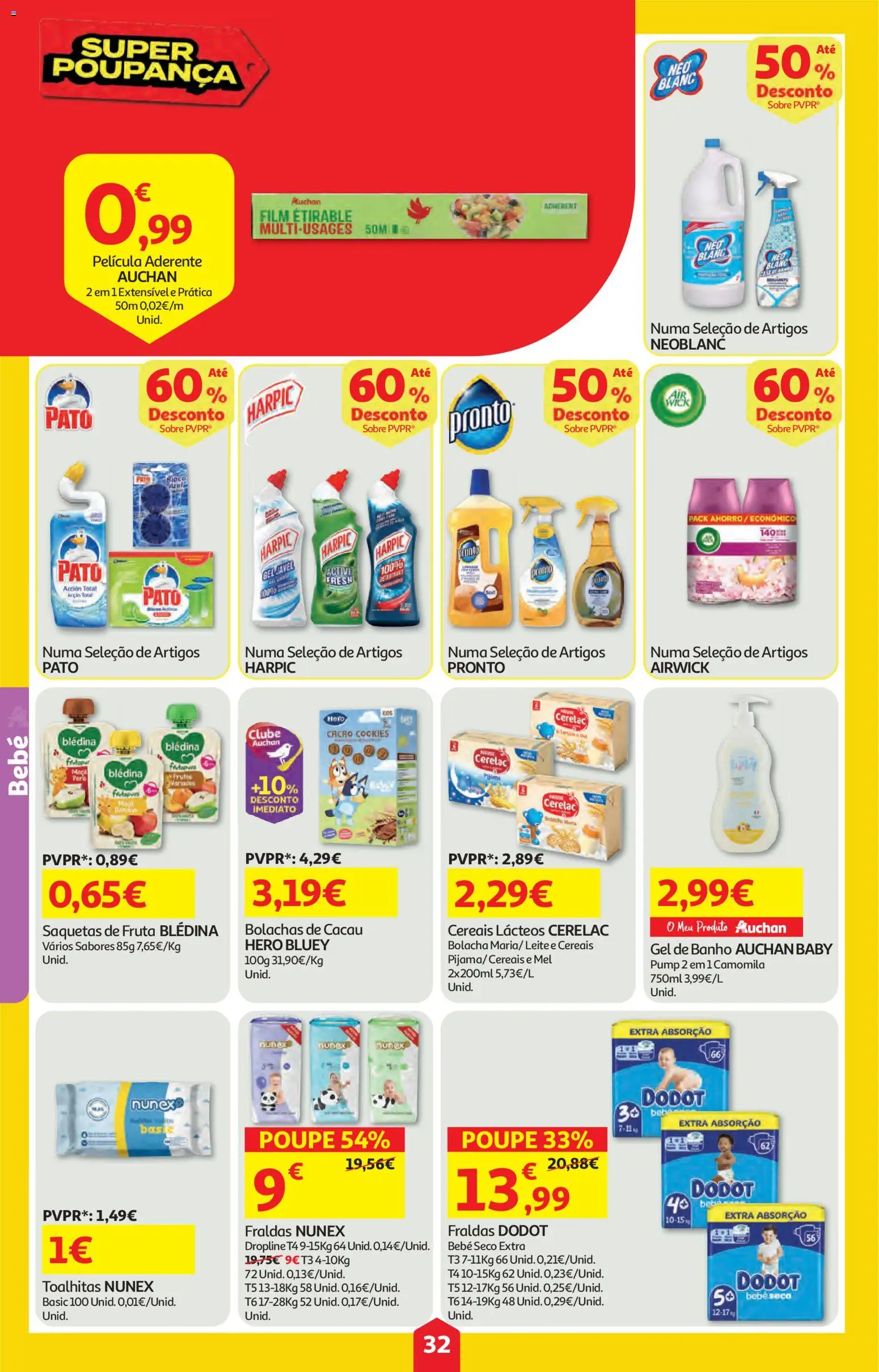 Auchan folheto │ válido de 05.02.2026 | Página: 32 | Produtos: Gel de banho, Leite, Mel, Cereais