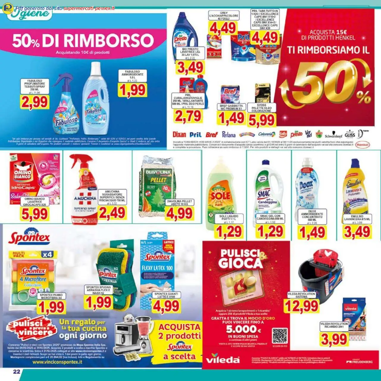 Volantino Pewex del 17.10.2025 | Pagina: 22 | Prodotti: Spugna, Candeggina, Guanti, Tunica