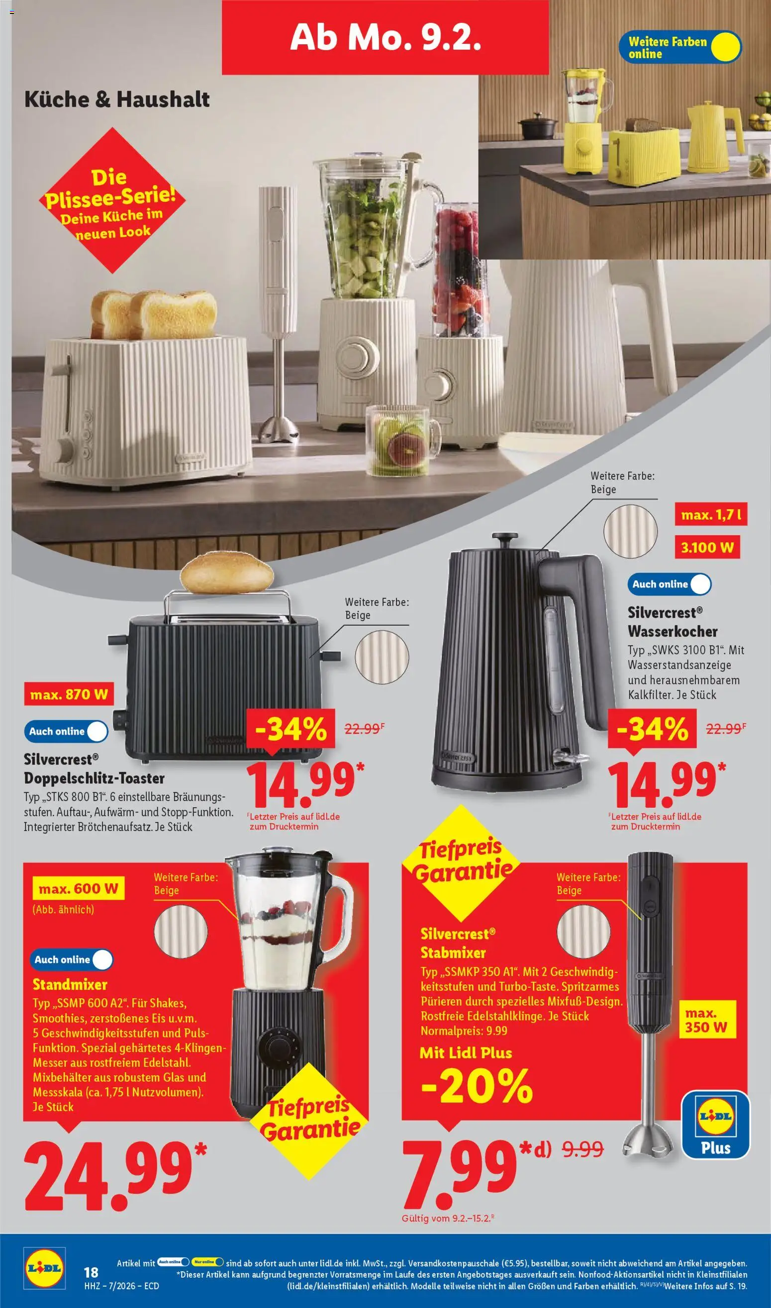 Lidl - Prospekt – gültig ab 09.02.2026 | Seite: 32 | Produkte: Wasserkocher, Küche, Stabmixer, Eis
