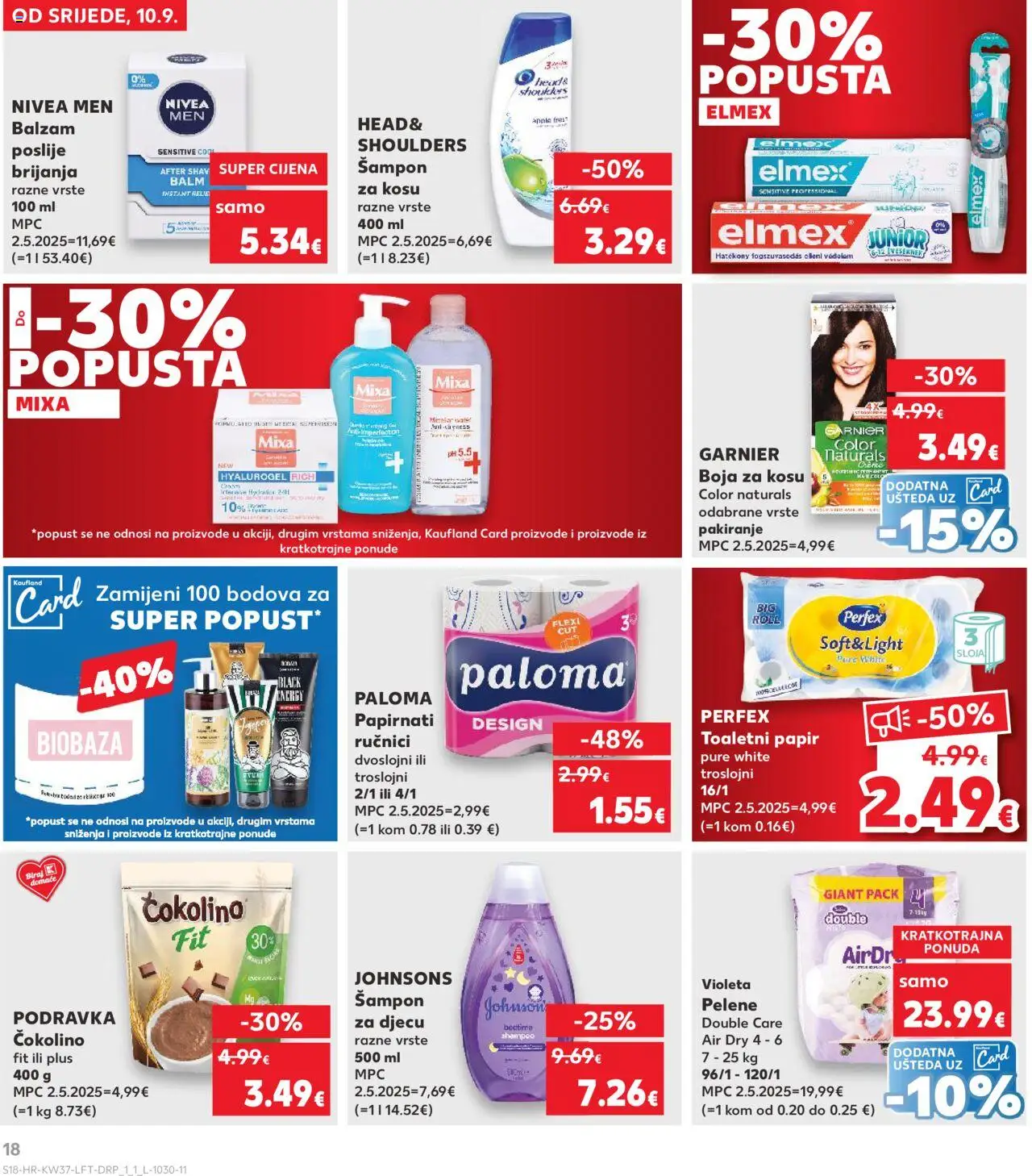 Kaufland katalog | vrijedi od 10.09.2025 | Stranica: 18 | Proizvodi: Pelene, Boja za kosu, Papirnati ručnici, Toaletni papir