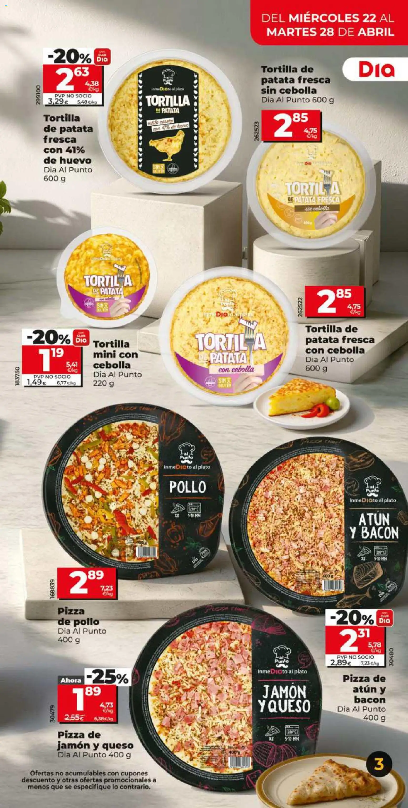 Dia - folleto Market │ válido desde el 22.04.2026 | Página: 3 | Productos: Queso, Jamón, Pizza, Παγωμένο τσάι