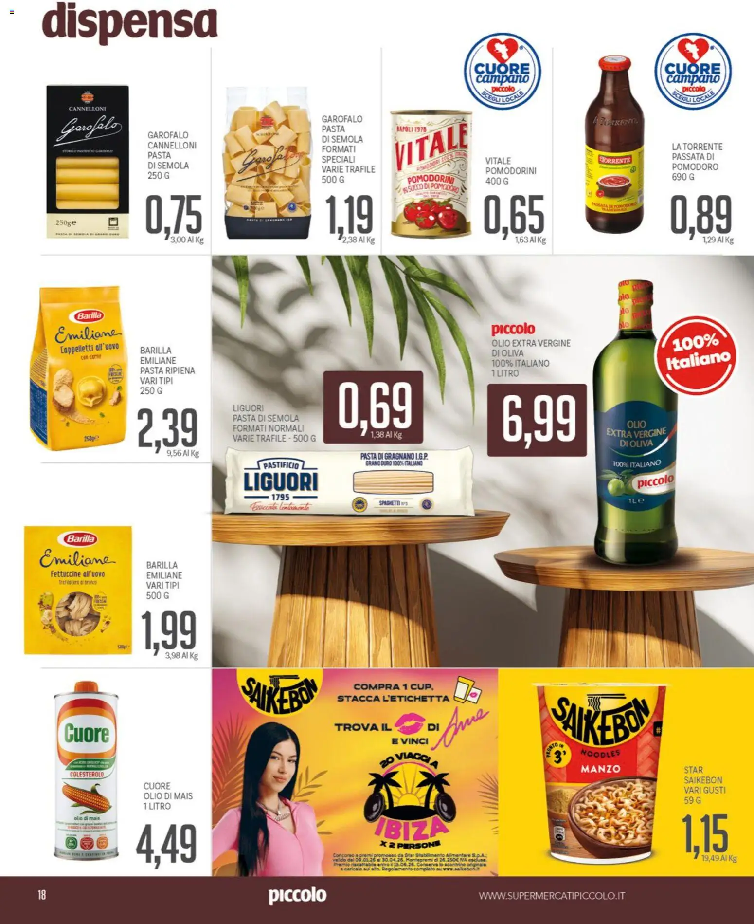 Volantino Piccolo del 19.01.2026 | Pagina: 18 | Prodotti: Pomodorini, Pomodori, Mais, Fettuccine