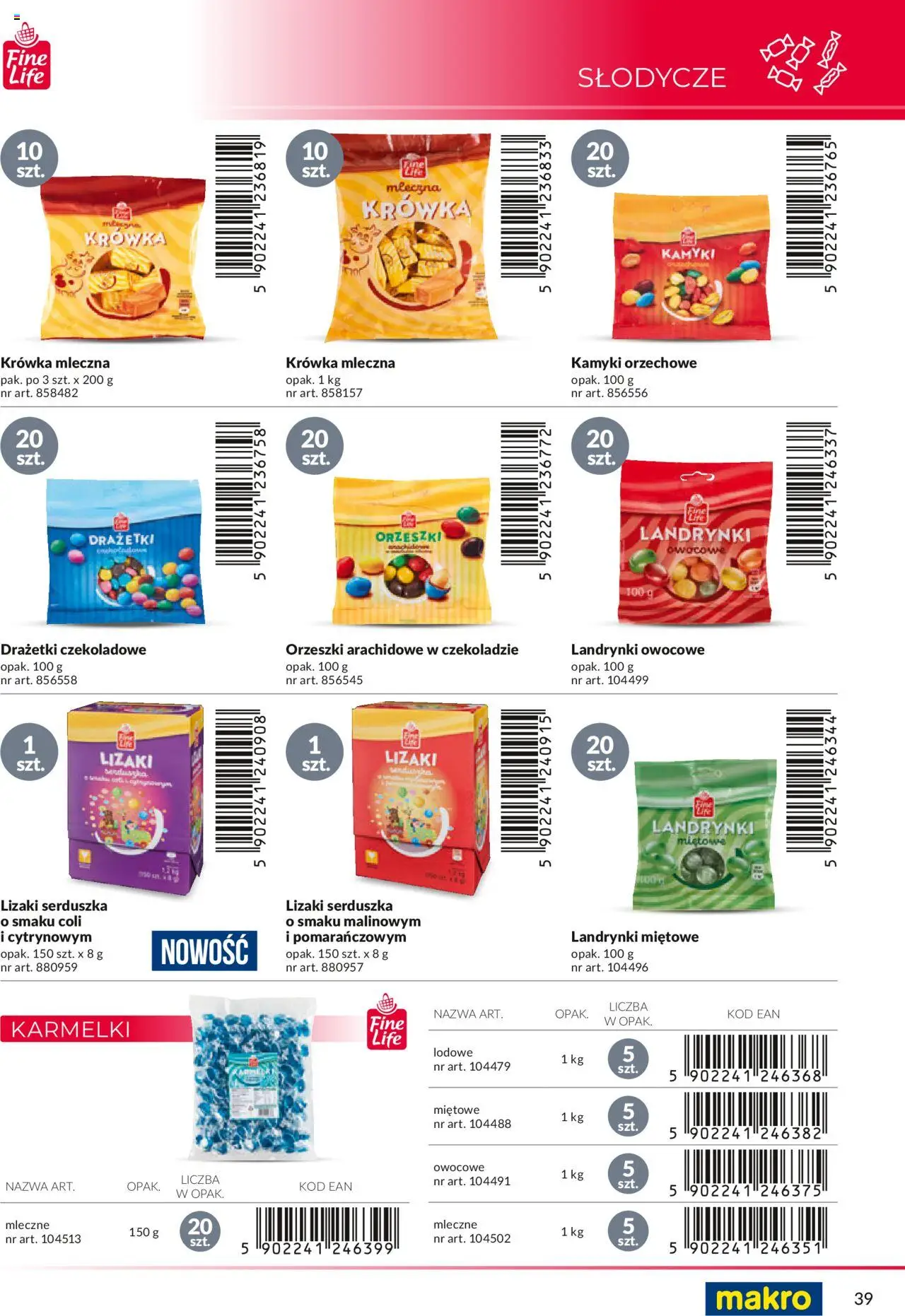 Makro Gazetka - Katalog marek własnych dla właścicieli sklepów od 18.04.2024 | Strona: 39 | Produkty: Lizaki