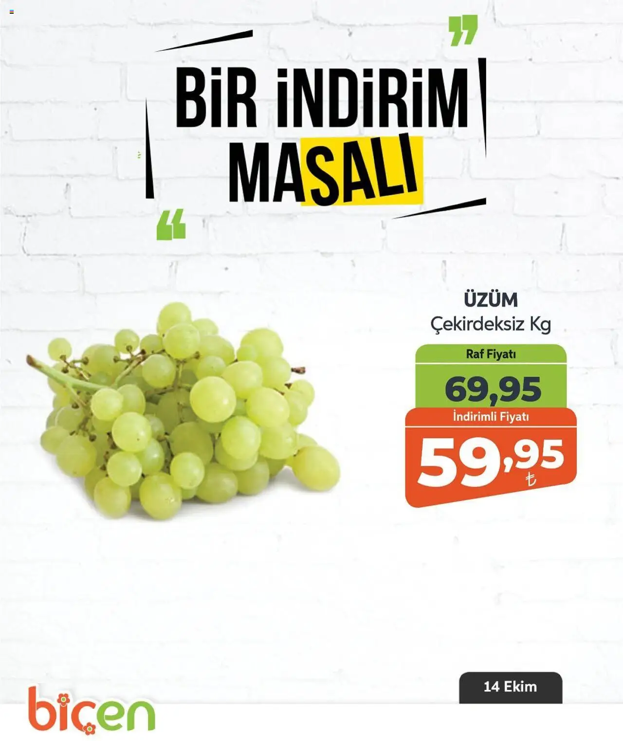 Biçen Market Sebze ve meyve - 14.10.2025 tarihinden itibaren geçerlidir | Sayfa: 3 | Ürünler: Raf, Üzüm