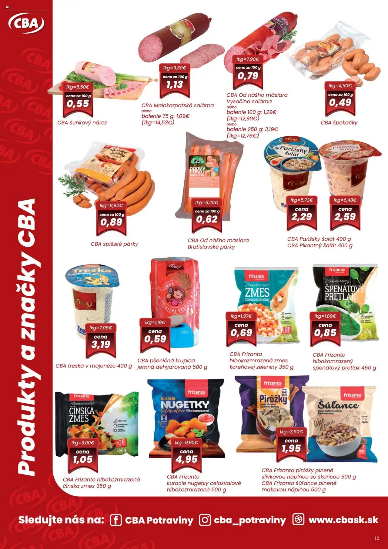 Sintra leták │ platný od 07.08.2025 | Strana: 12 | Produkty: Saláma, Párky, Treska, Krupica