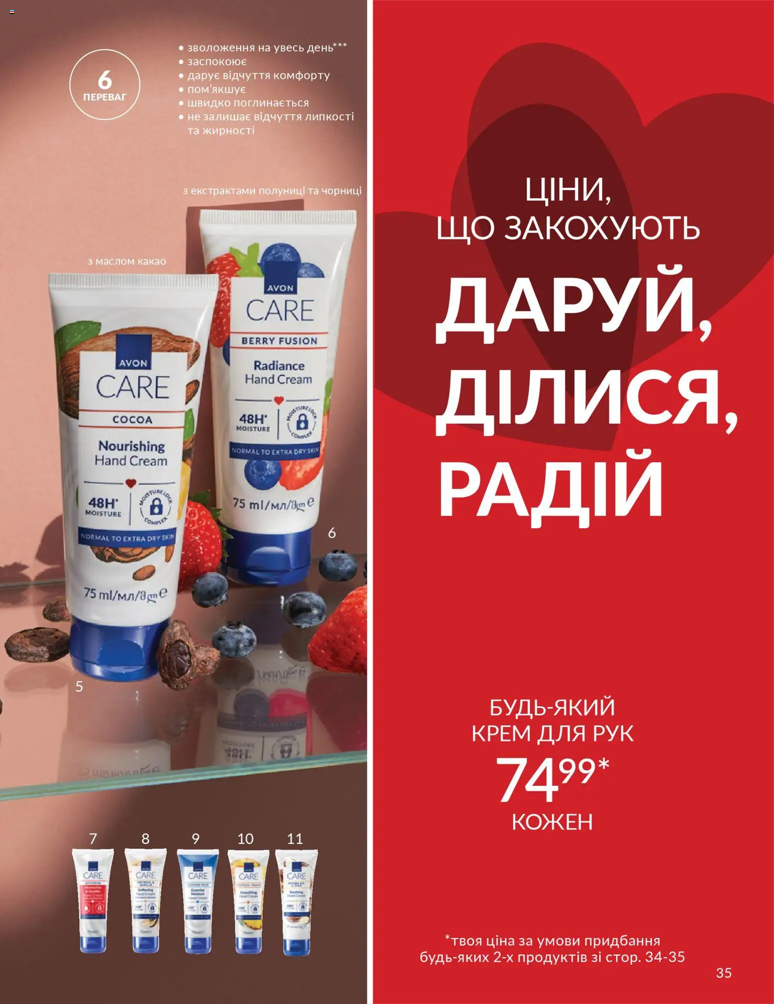 AVON Kаталог - дійснийкції з 01.02.2026 | Сторінка: 35 | Товари: Крем, Крем для рук, Какао