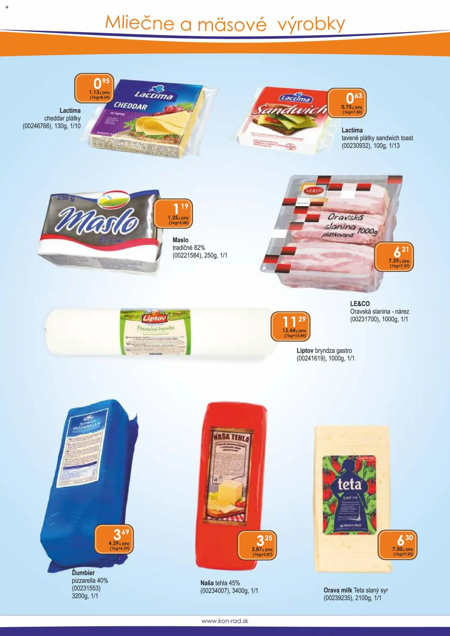 Nové KON - RAD akcie – leták je platný od 01.04.2026 | Strana: 35 | Produkty: Maslo, Syr, Slanina, Bryndza
