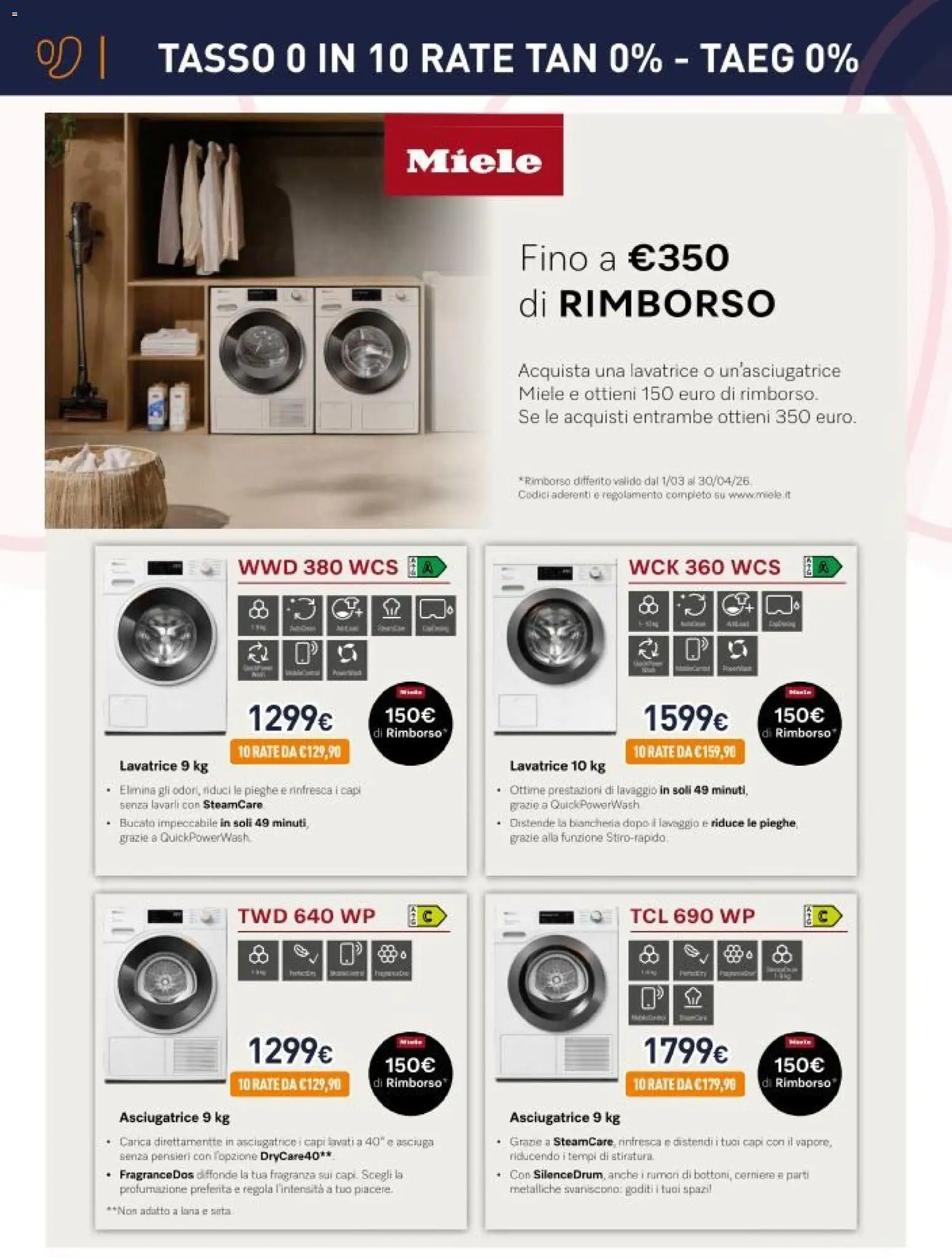 Volantino Unieuro del 20.03.2026 | Pagina: 16 | Prodotti: Lavatrice, Asciugatrice, Miele, Fragranza