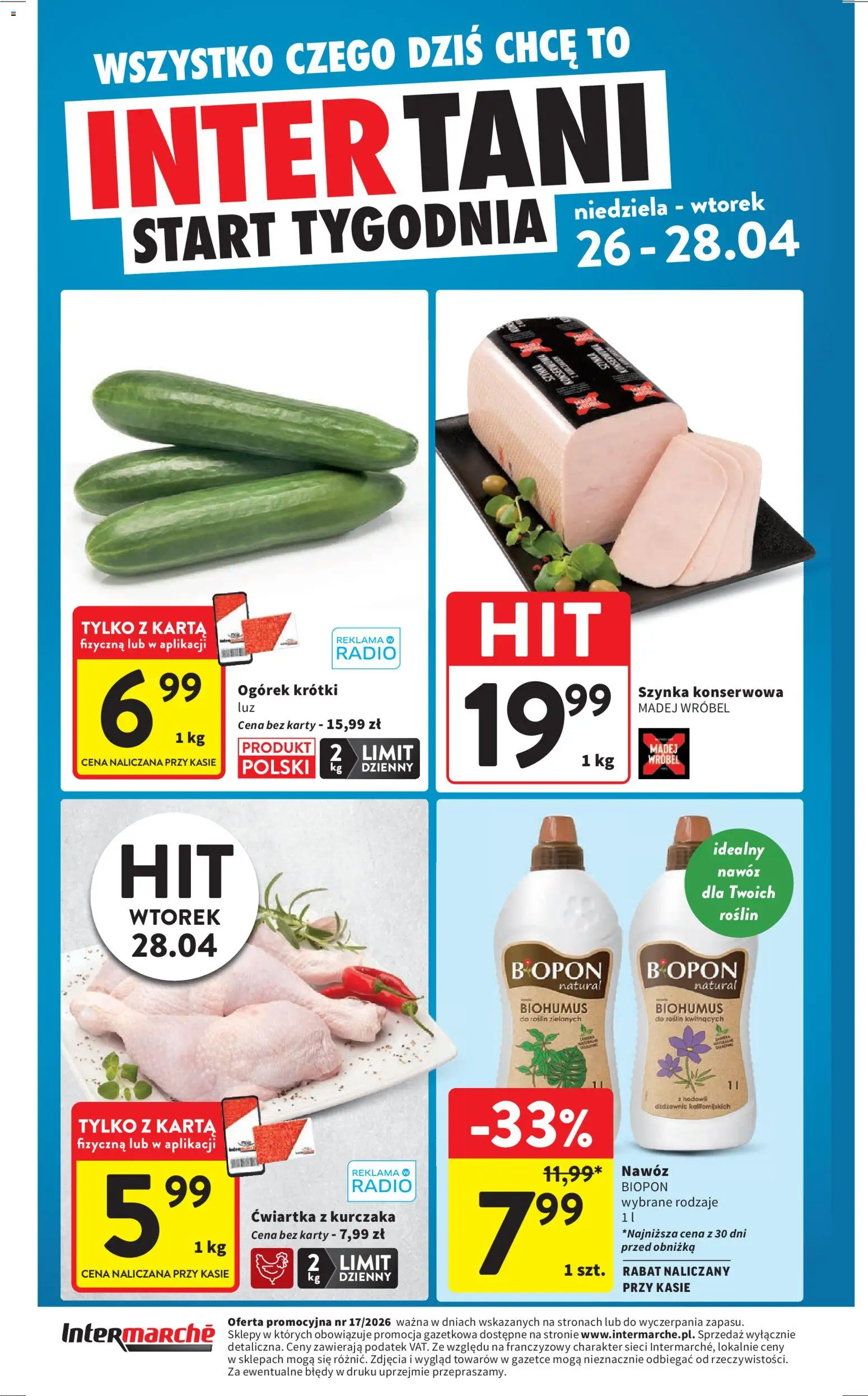 Intermarche gazetka od 23.04.2026 | Strona: 44 | Produkty: Karta, Radio, Szynka, Ćwiartka z kurczaka