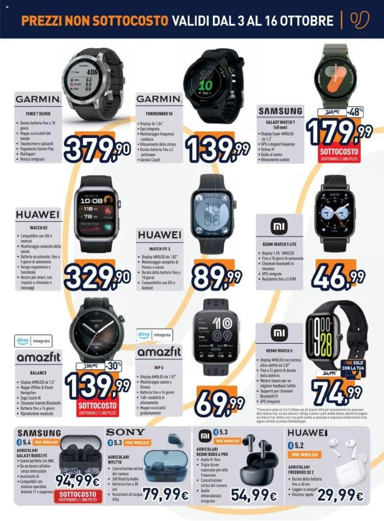 Volantino Unieuro del 03.10.2025 | Pagina: 9 | Prodotti: Auricolari, Huawei, Tè, Audio