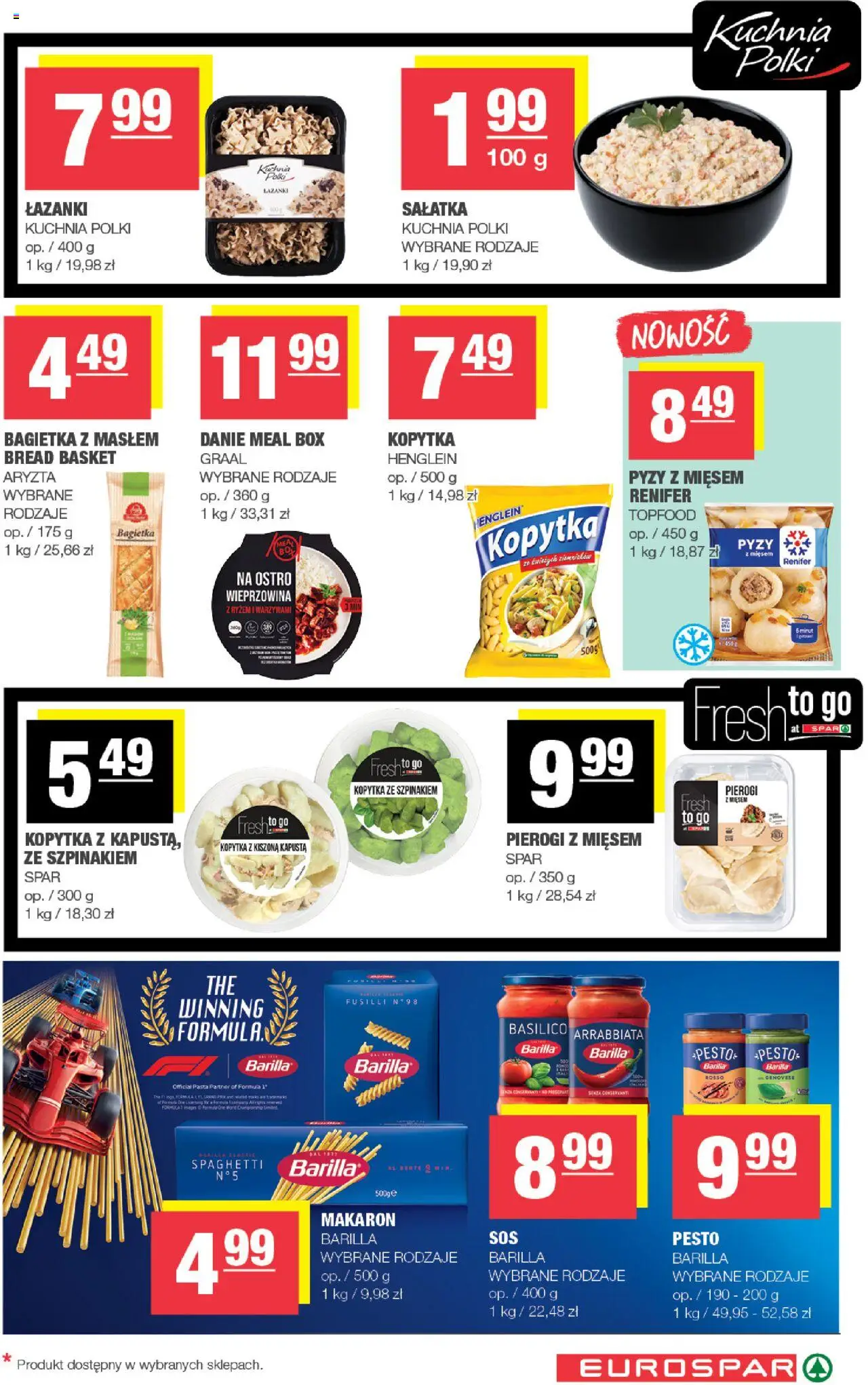 Spar Gazetka - Eurospar od 22.10.2025 | Strona: 9 | Produkty: Pesto, Wieprzowina, Makaron, Sałatka