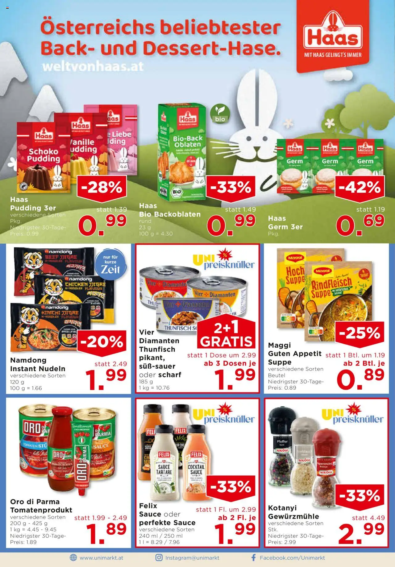Unimarkt Flugblatt gültig ab 22.10.2025 | Seite: 10 | Produkte: Pfeffer, Nudeln, Rindfleisch