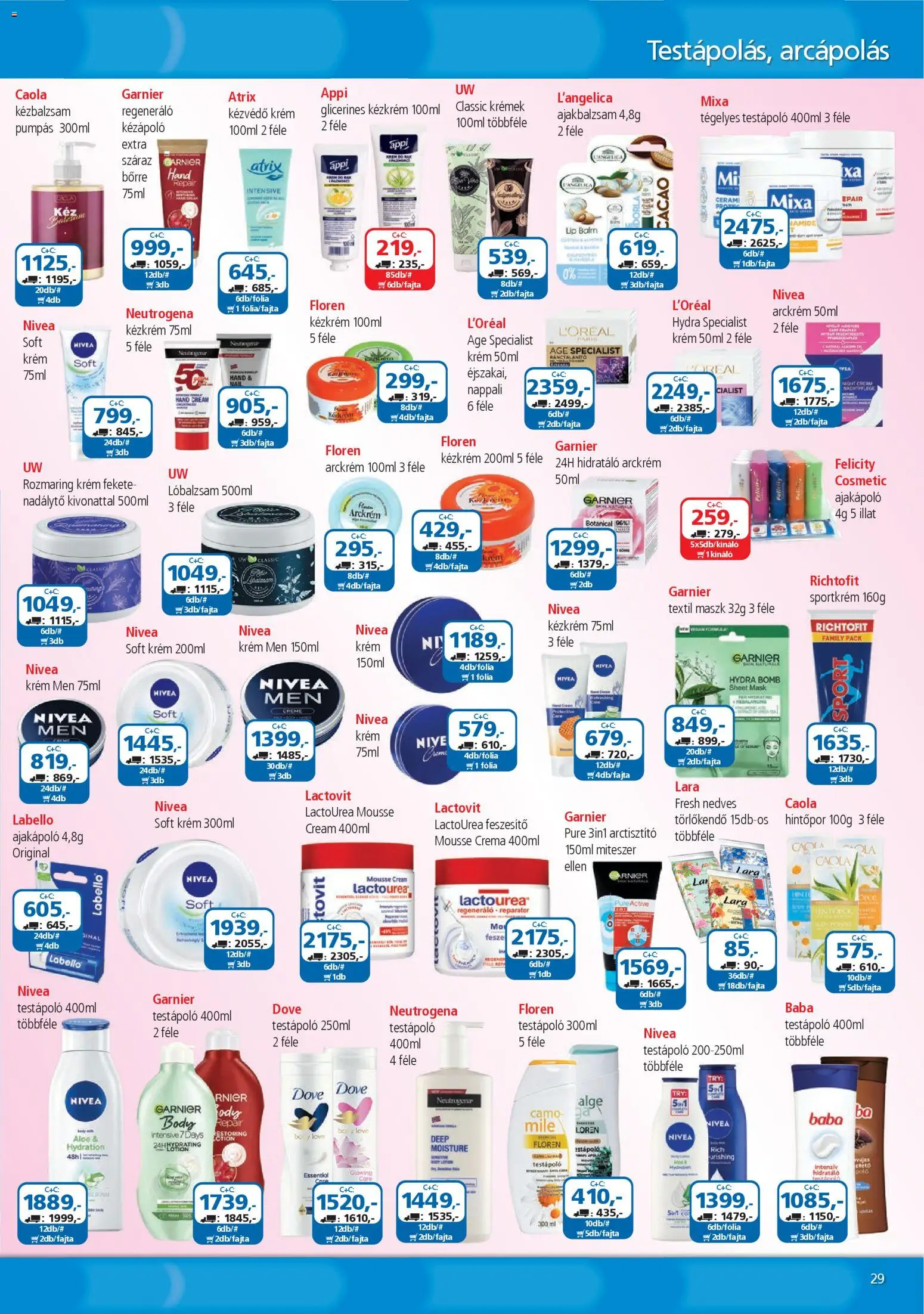 ÁRKLUB akciós ujság - amely érvényes a következő dátumtól: 01.03.2026 | Oldal: 29 | Termékek: Arckrém, Testápoló, Kézkrém, Vegán
