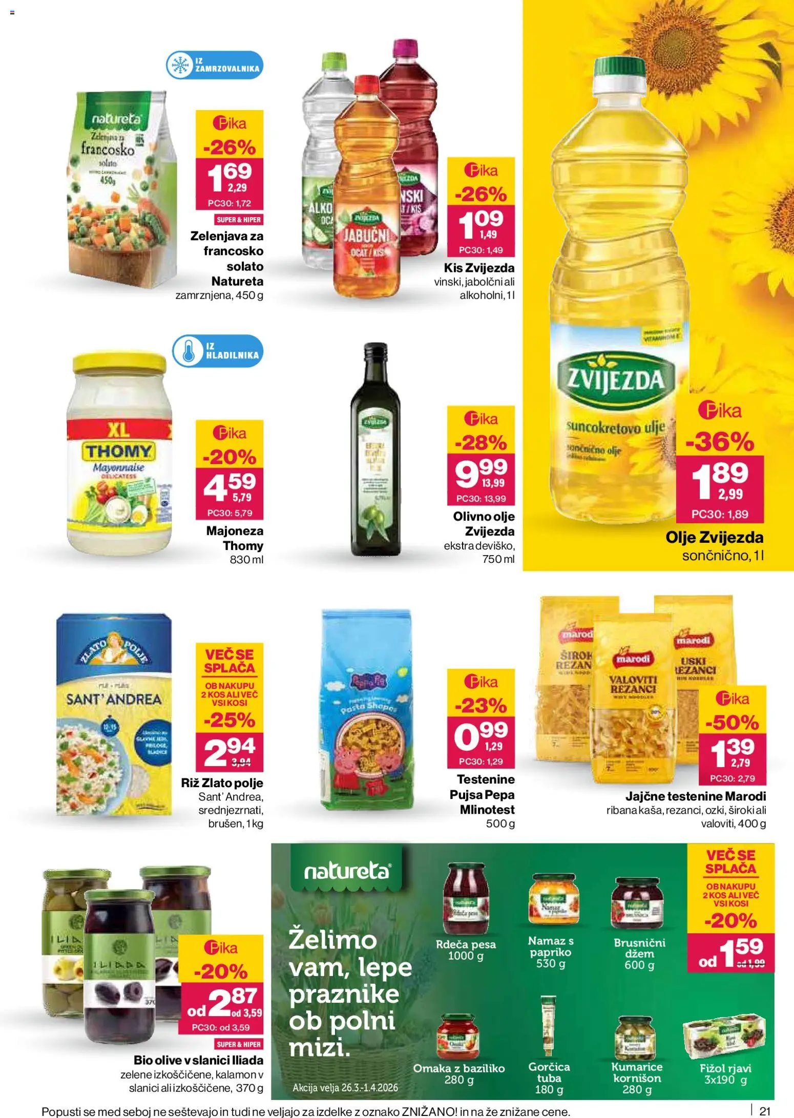 Novi Mercator katalog ponudbe – veljaven od 26.03.2026 | Stran: 21 | Izdelki: Namaz, Kos, Gorčica, Kumarice