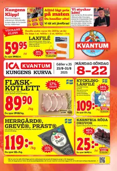 ICA Kvantum reklamblad aktuell från 25.08.2025 | Sida: 1 | Produkter: Salt, Galler, Fläsk, Häll