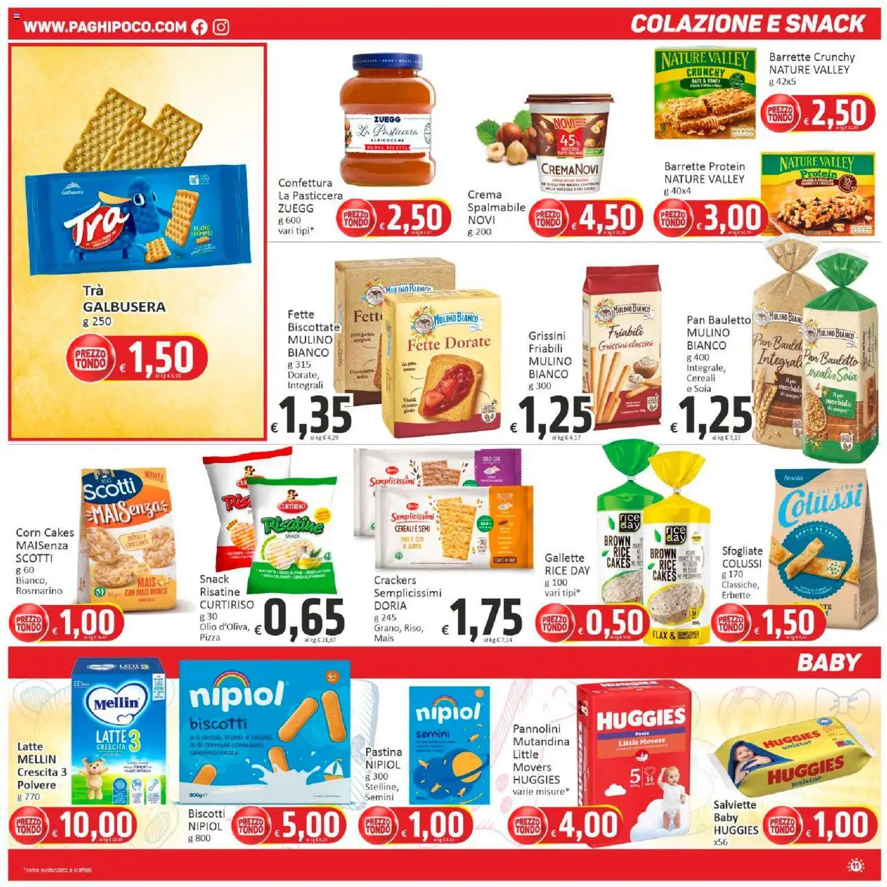 Volantino Paghi Poco del 30.09.2025 | Pagina: 11 | Prodotti: Rosmarino, Pannolini, Crackers, Albicocche
