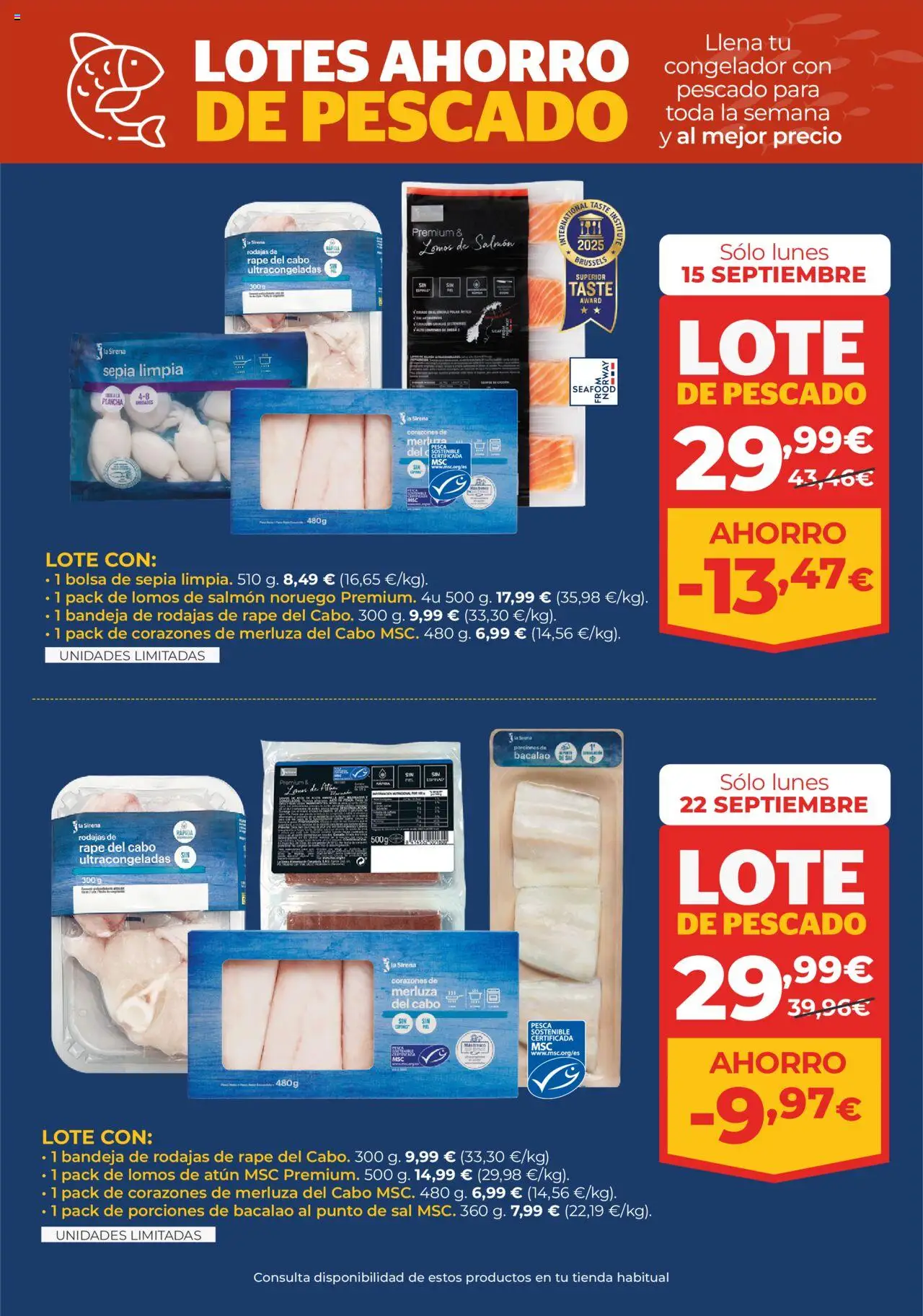La Sirena folleto │ válido desde el 11.09.2025 | Página: 8 | Productos: Pescado, Bolsa, Congelador, Bandeja