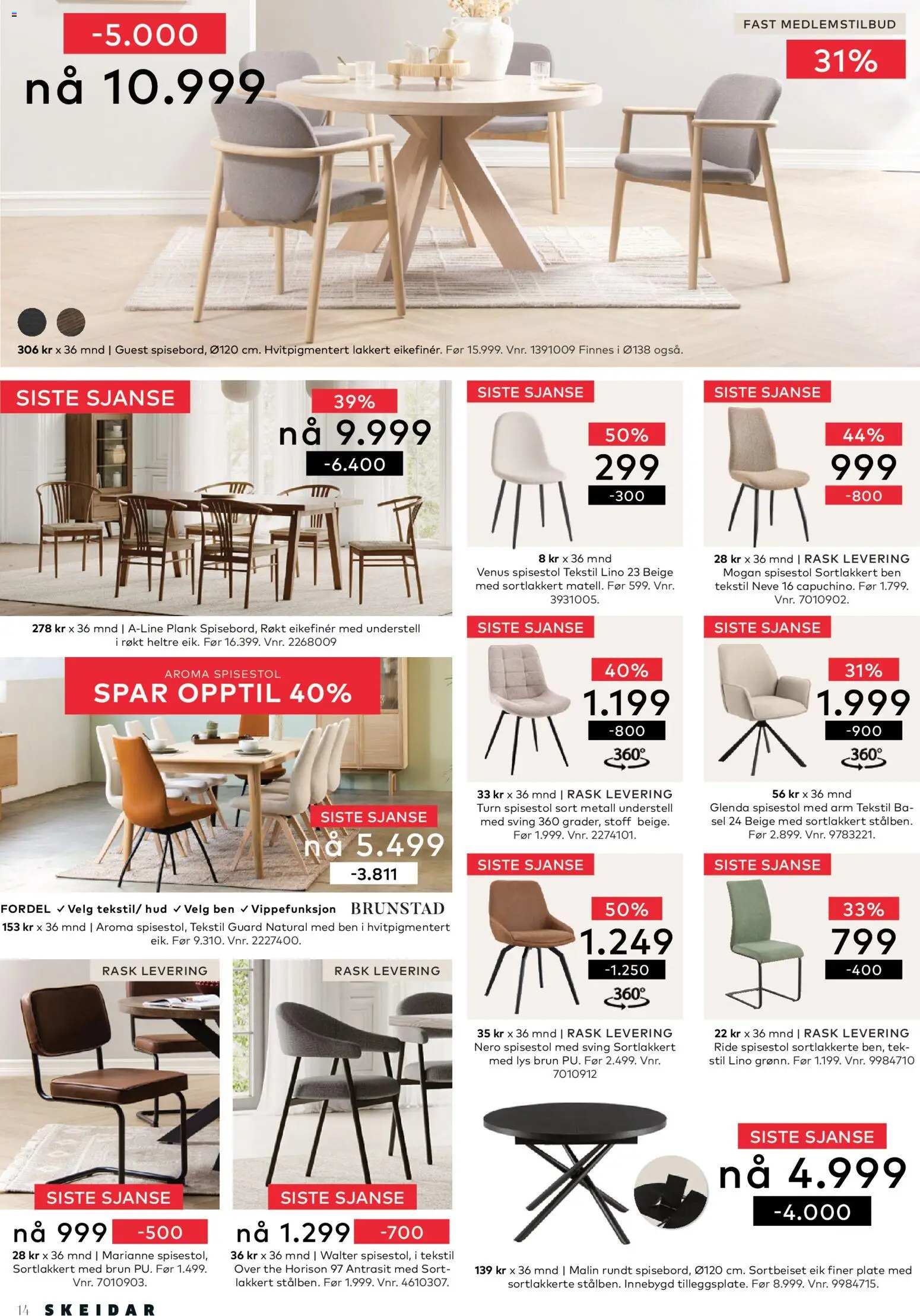 {H1} | Side: 14 | Produkter: Plate, Spisestol, Lys