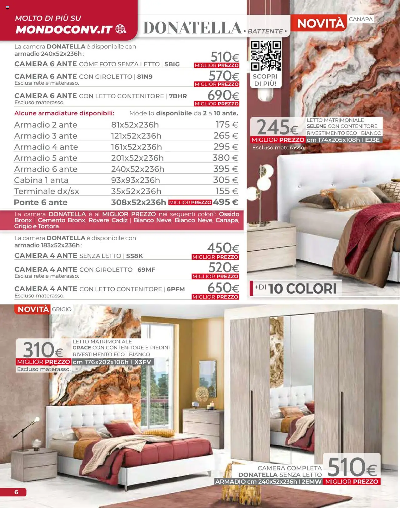 Volantino Mondo Convenienza del 09.09.2025 | Pagina: 8 | Prodotti: Letto contenitore, Contenitore, Letto, Armadio