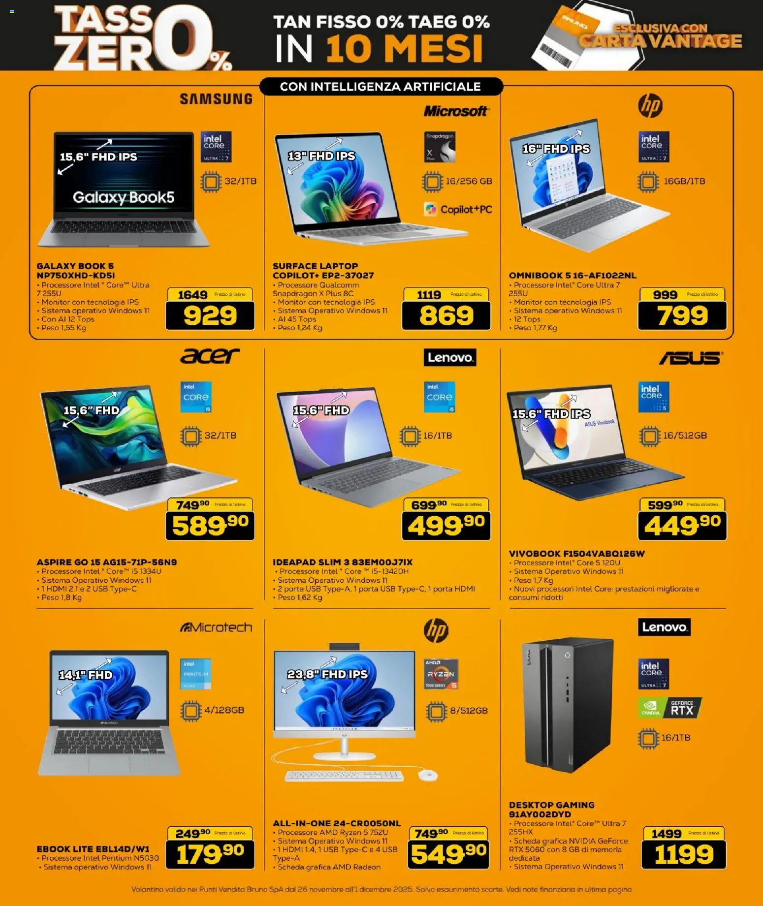 Volantino BRUNO del 26.11.2025 | Pagina: 10 | Prodotti: Monitor, Laptop, USB, Samsung