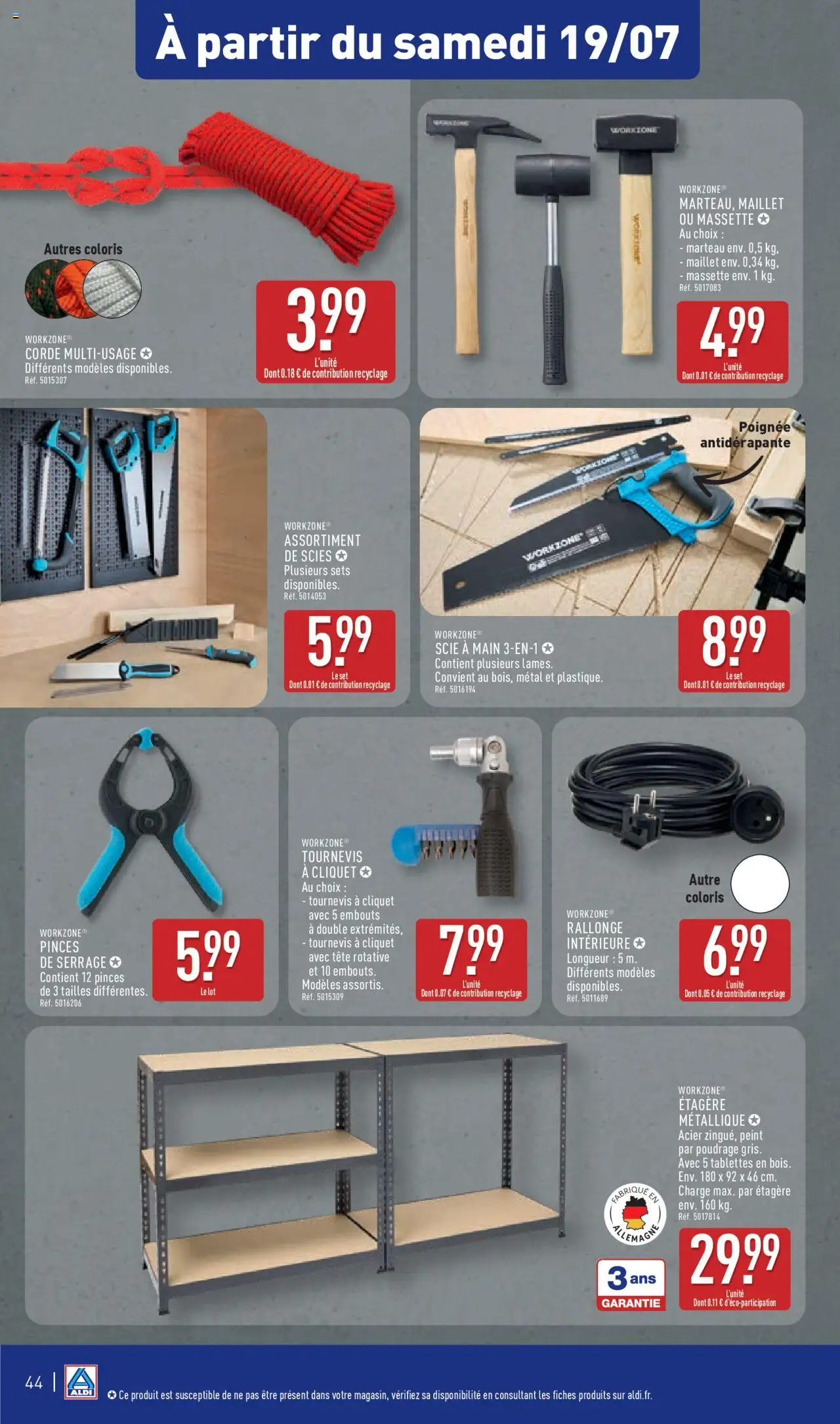  | Page: 45 | Produits: Pinces, Tournevis, Marteau, Étagère