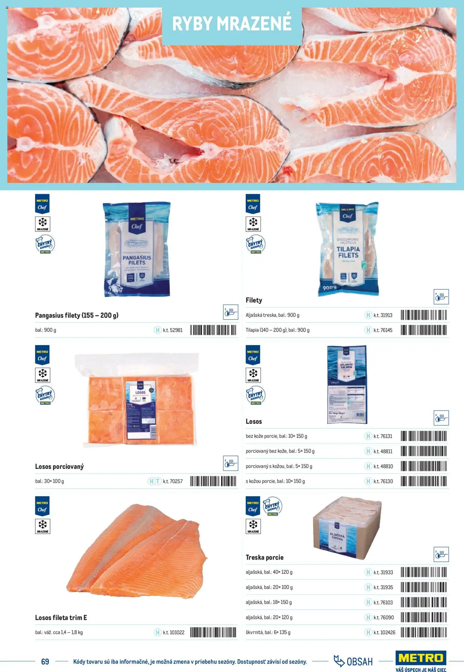 Nové Metro akcie – leták je platný od 01.01.2025 | Strana: 69 | Produkty: Ryby, Losos, Treska