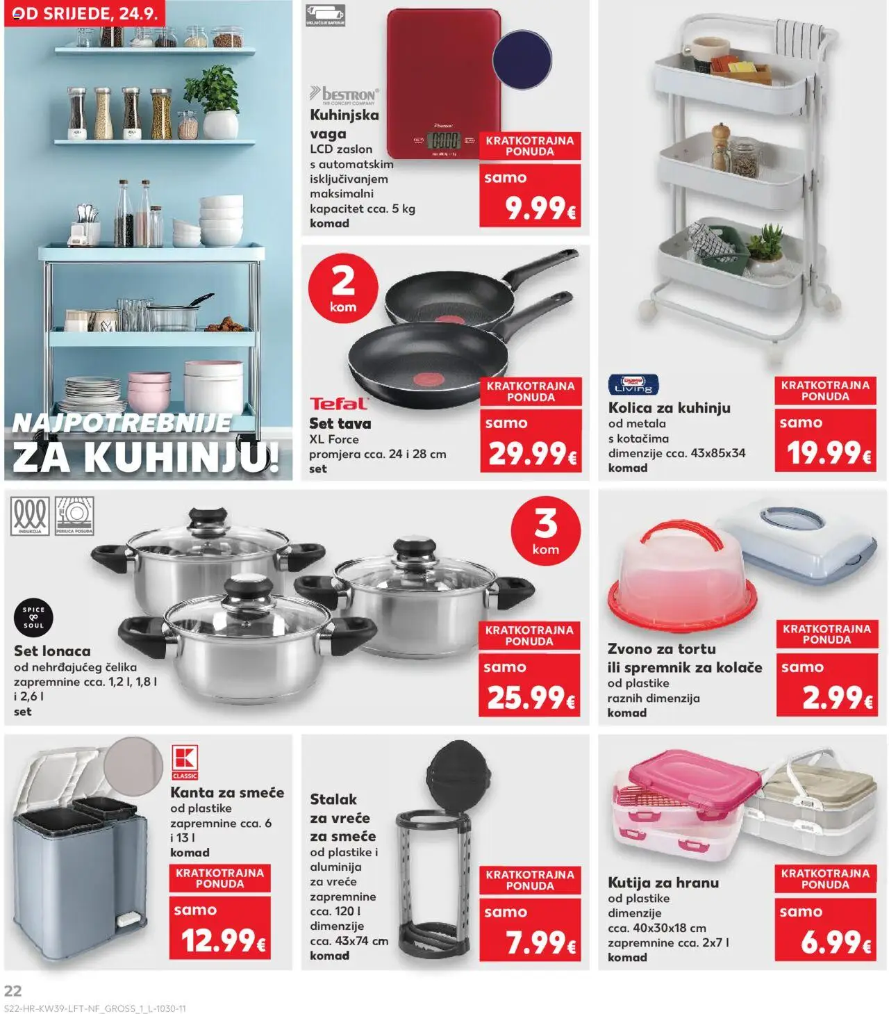 Kaufland HR akciós ujság - amely érvényes a következő dátumtól: 24.09.2025 | Oldal: 22 | Termékek: Tefal