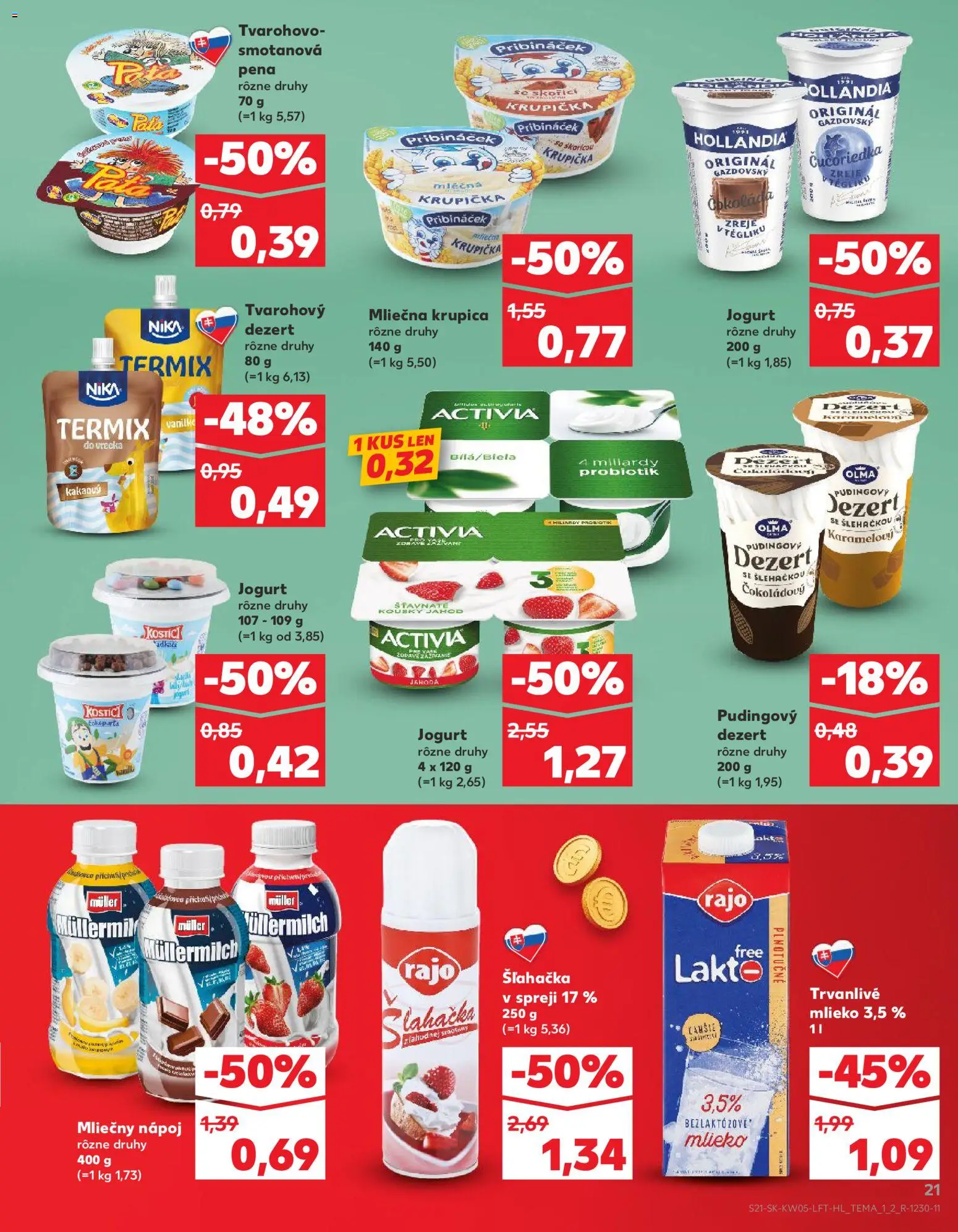Nové Kaufland akcie – leták je platný od 29.01.2026 | Strana: 21 | Produkty: Mlieko, Čokoláda, Trvanlivé mlieko, Šľahačka