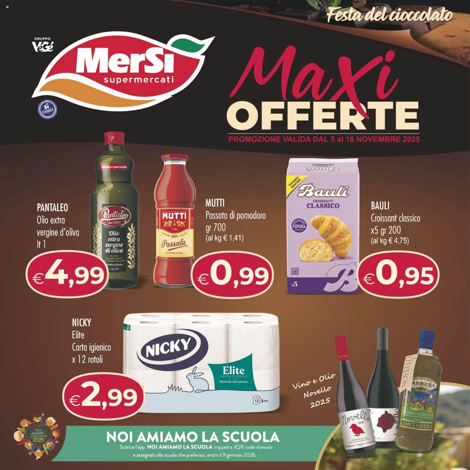 Volantino MerSi Supermercati del 05.11.2025 | Pagina: 1 | Prodotti: Pomodoro, Vino, Croissant, Piatto