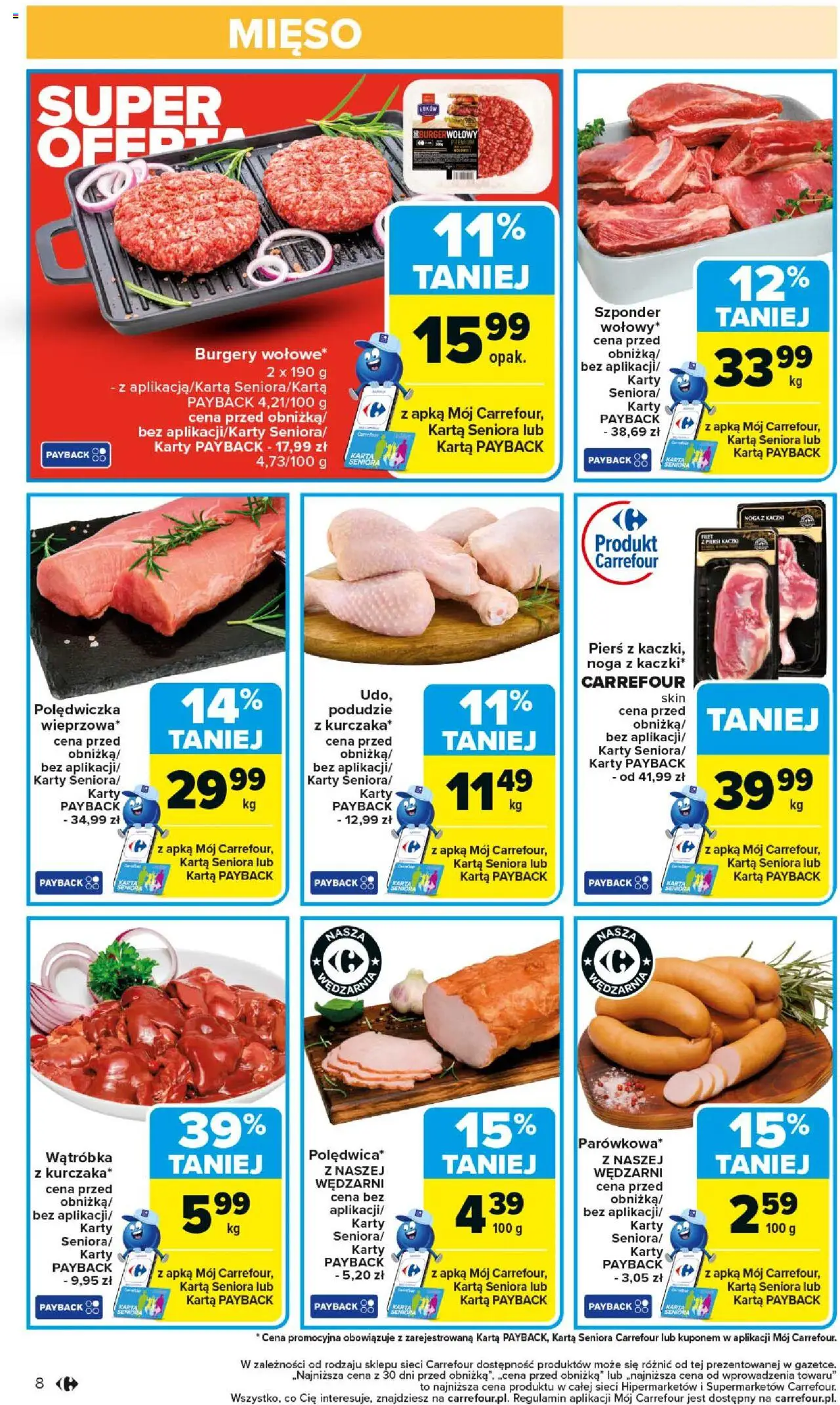 Carrefour Gazetka od 01.09.2025 | Strona: 10 | Produkty: Karta, Mięso, Wątróbka, Noga z kaczki
