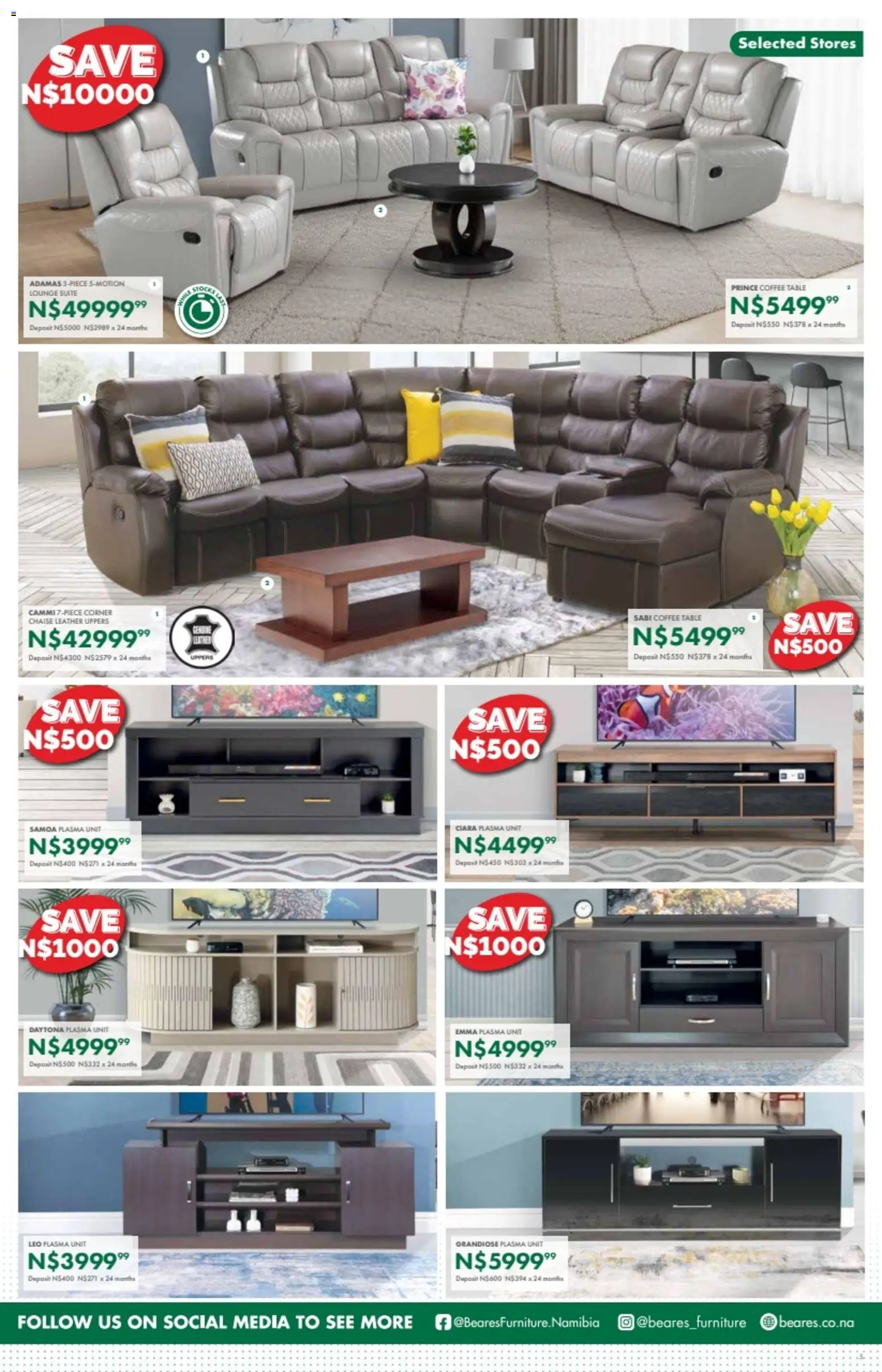 New Beares catalogue – valid from 23.02.2026 | Page: 5 | Products: Coffee table, Table, Plasma unit, Lounge suite
