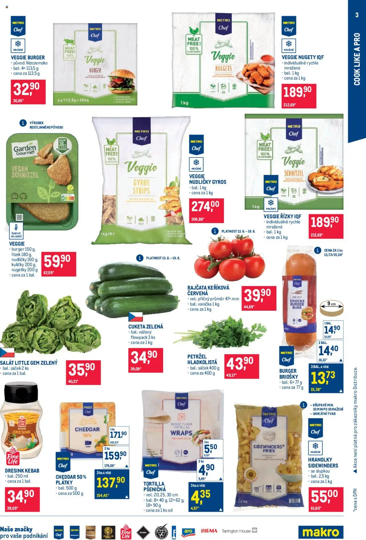 Makro leták - Pro milovníky jídla od 13.08.2025 | Strana: 3 | Produkty: Burger, Tortilla, Kuličky, Cheddar