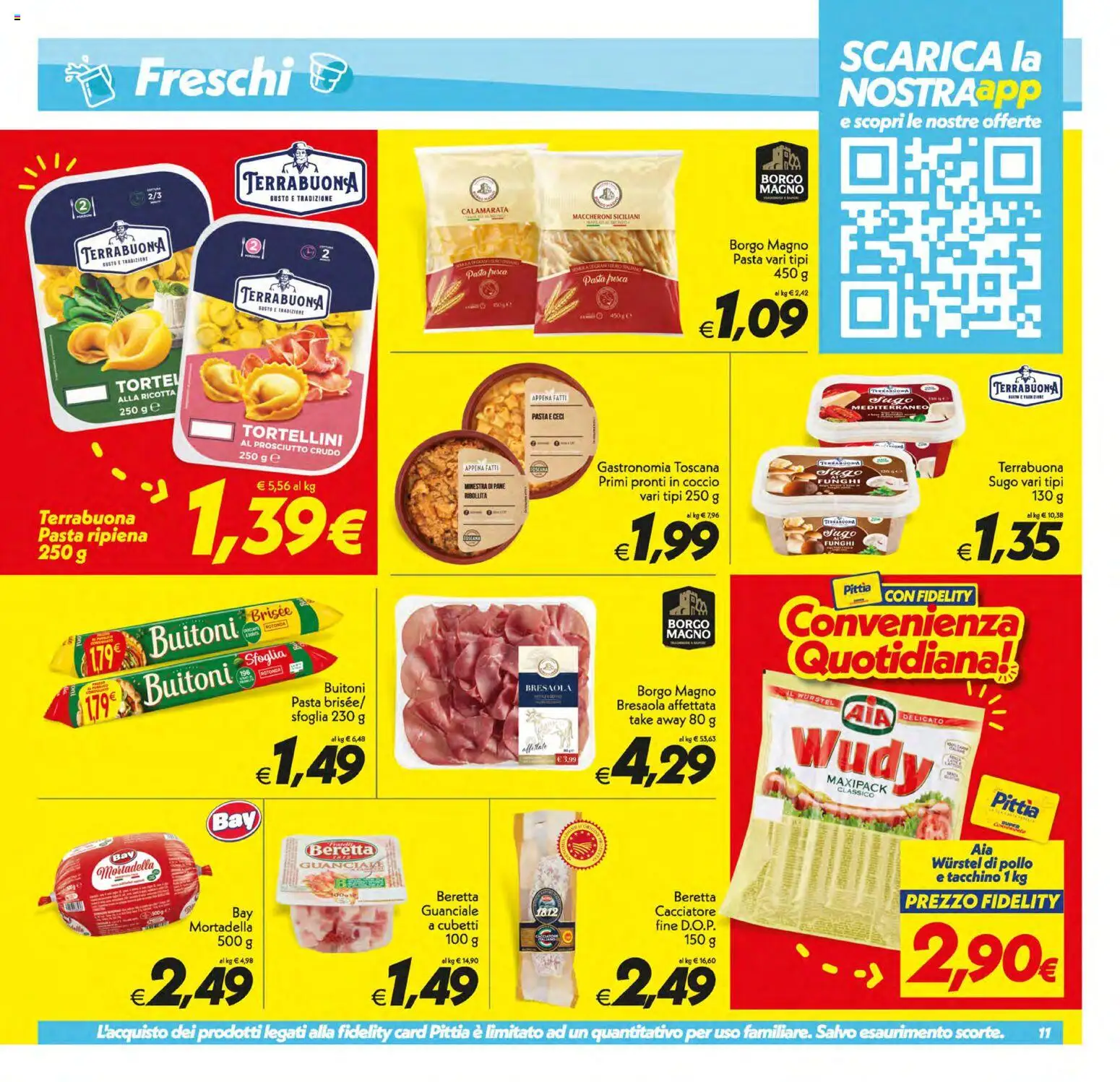 Volantino SuperConveniente del 05.01.2026 | Pagina: 11 | Prodotti: Prosciutto Crudo, Pollo, Ceci, Ricotta