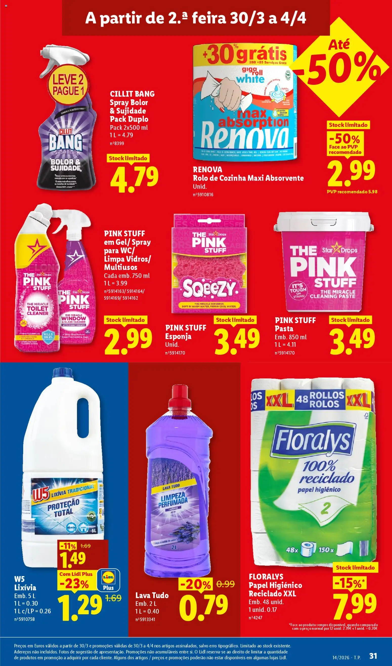 Lidl folheto │ válido de 30.03.2026 | Página: 31 | Produtos: Papel higiénico, Esponja