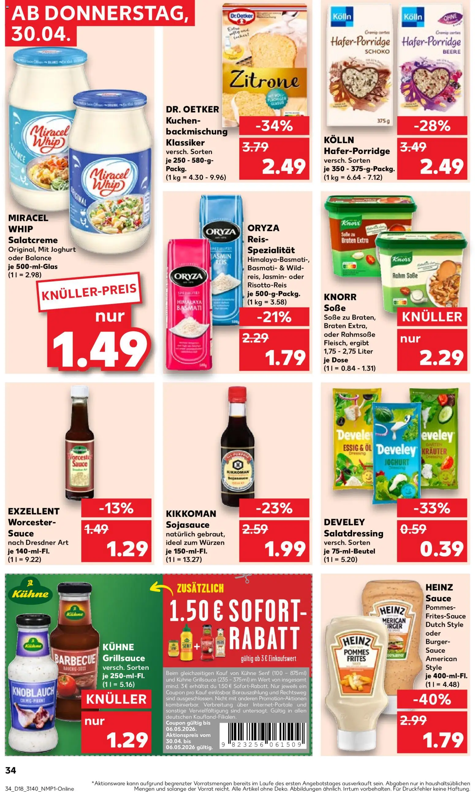 Kaufland Prospekt Leipzig	 – gültig ab 30.04.2026 | Seite: 34 | Produkte: Joghurt, Dressing, Soße, Reis