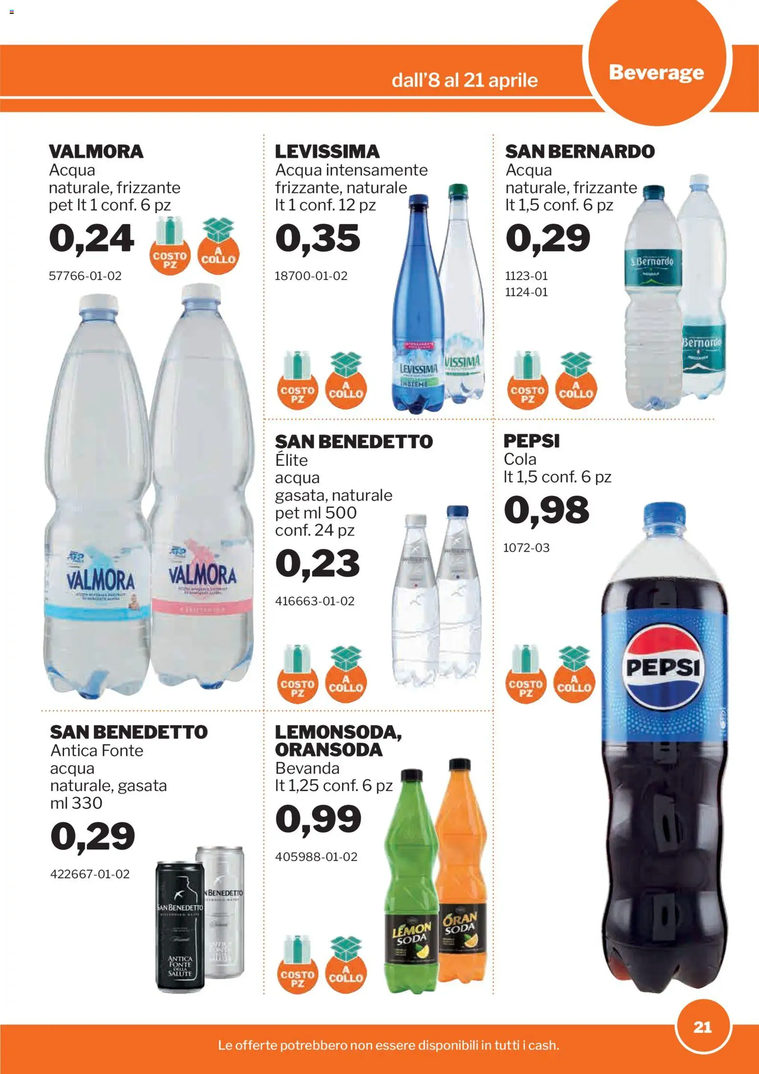 Volantino Sogegross del 08.04.2026 | Pagina: 21 | Prodotti: Acqua, Pepsi