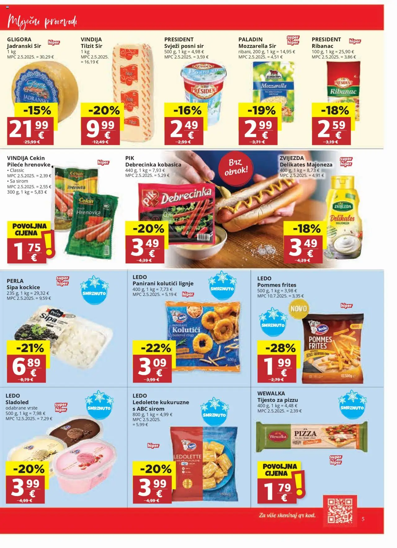 Ultra Gros katalog | vrijedi od 15.10.2025 | Stranica: 5 | Proizvodi: Pommes frites, Lignje, Sladoled, Kobasica