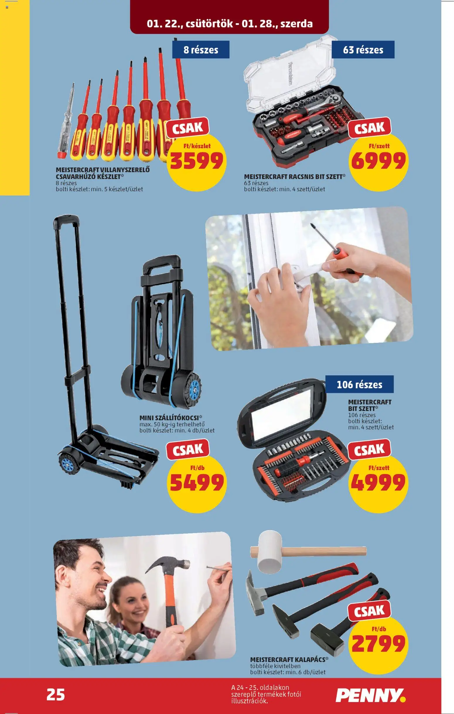 PENNY akciós ujság - amely érvényes a következő dátumtól: 22.01.2026 | Oldal: 29 | Termékek: Kalapács, Csavarhúzó