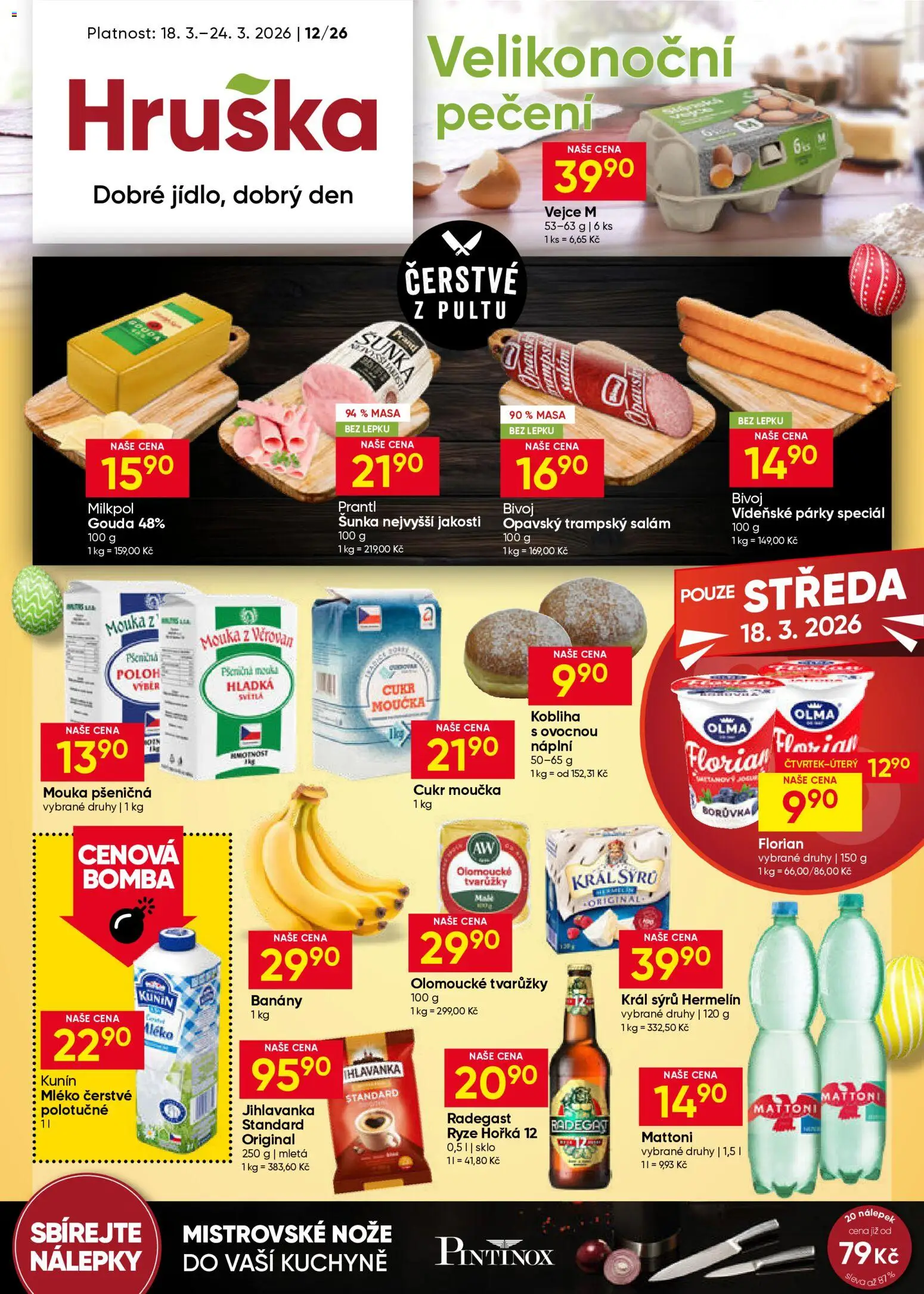 Hruška leták od 18.03.2026 | Strana: 1 | Produkty: Tvarůžky, Rýže, Olomoucké tvarůžky, Radegast