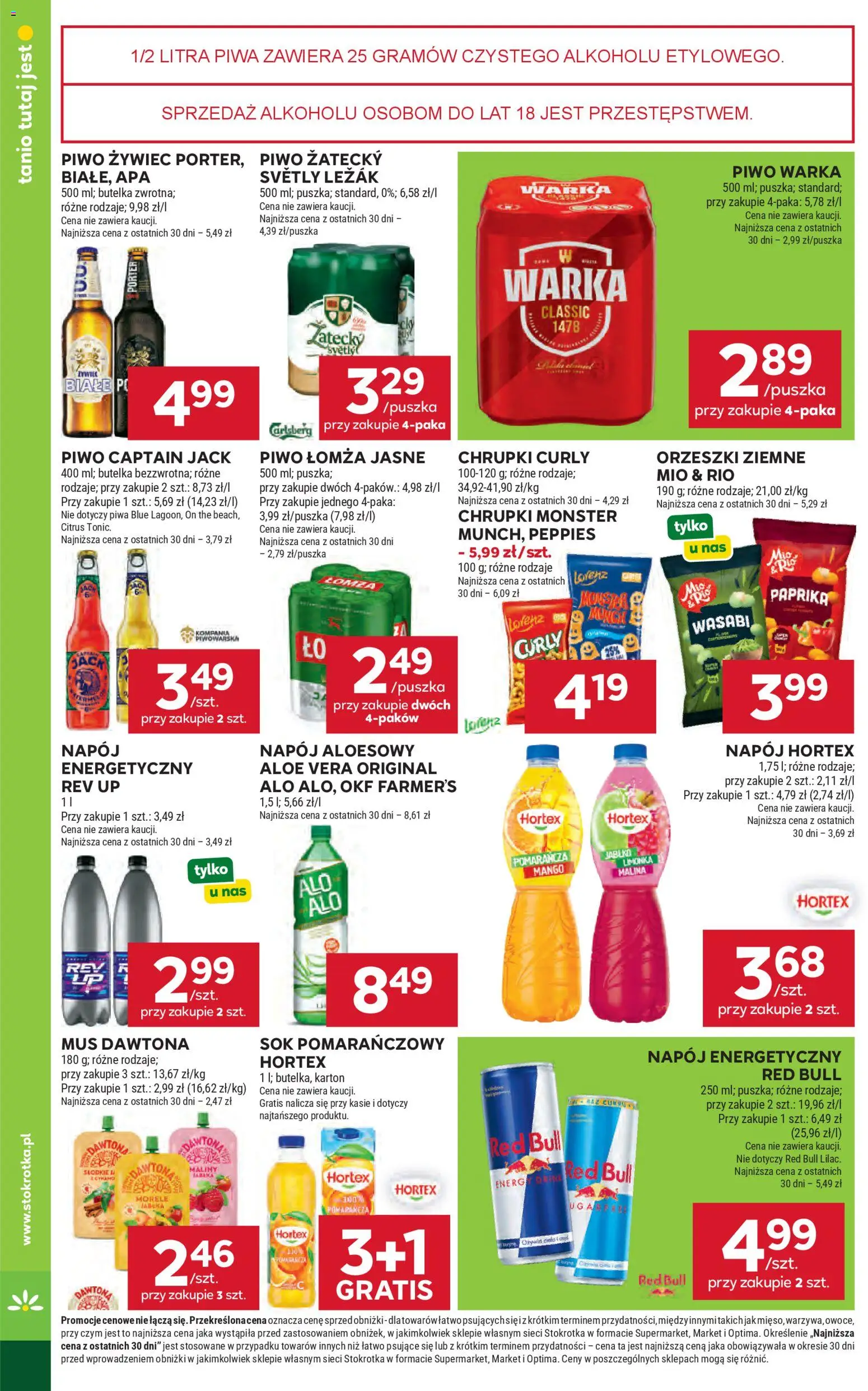 Stokrotka gazetka od 23.04.2026 | Strona: 32 | Produkty: Malina, Red bull, Orzeszki ziemne, Sok