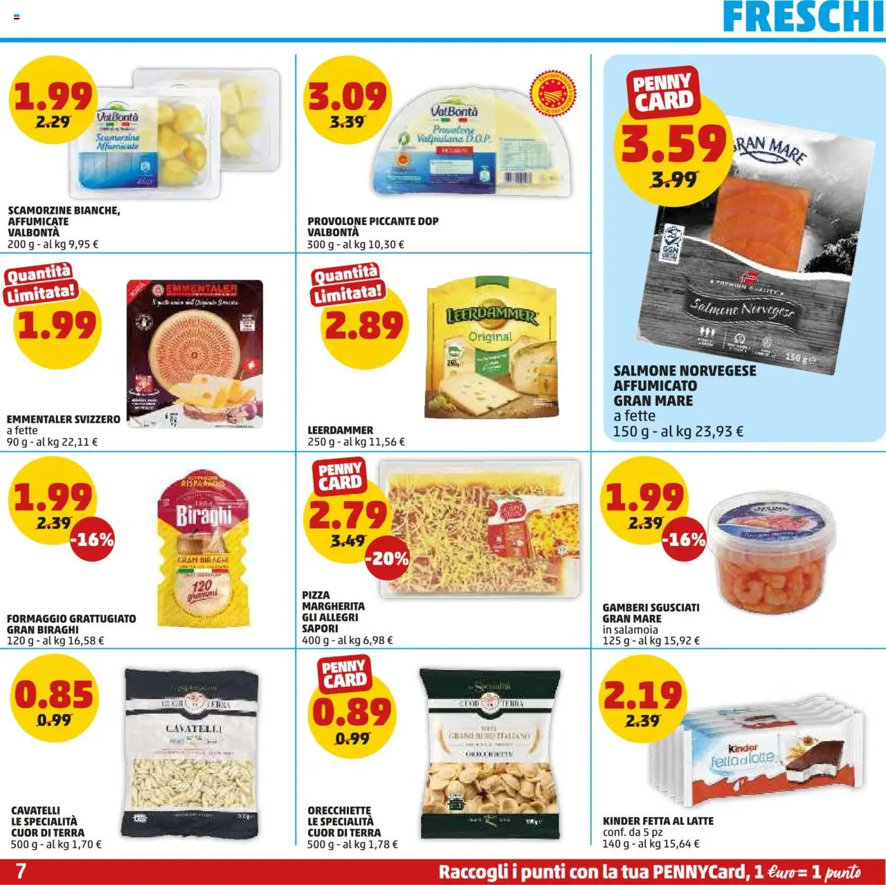 Volantino PENNY del 17.07.2025 | Pagina: 7 | Prodotti: Salmone, Gamberi, Latte, Terra