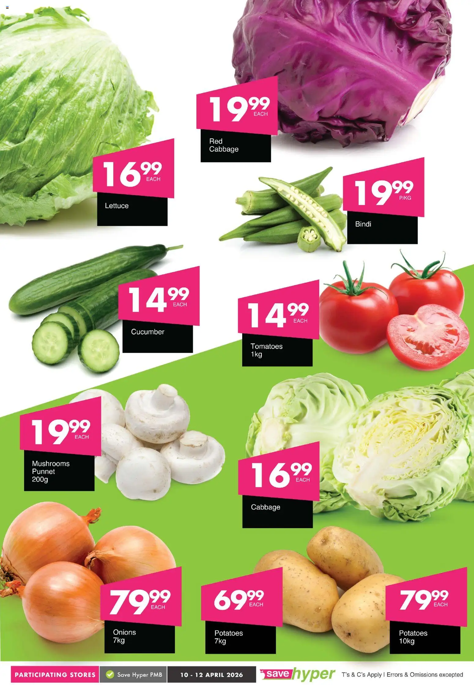 New Save catalogue – valid from 10.04.2026 | Page: 2 | Products: Mushrooms, Tomatoes, Onions, Lettuce