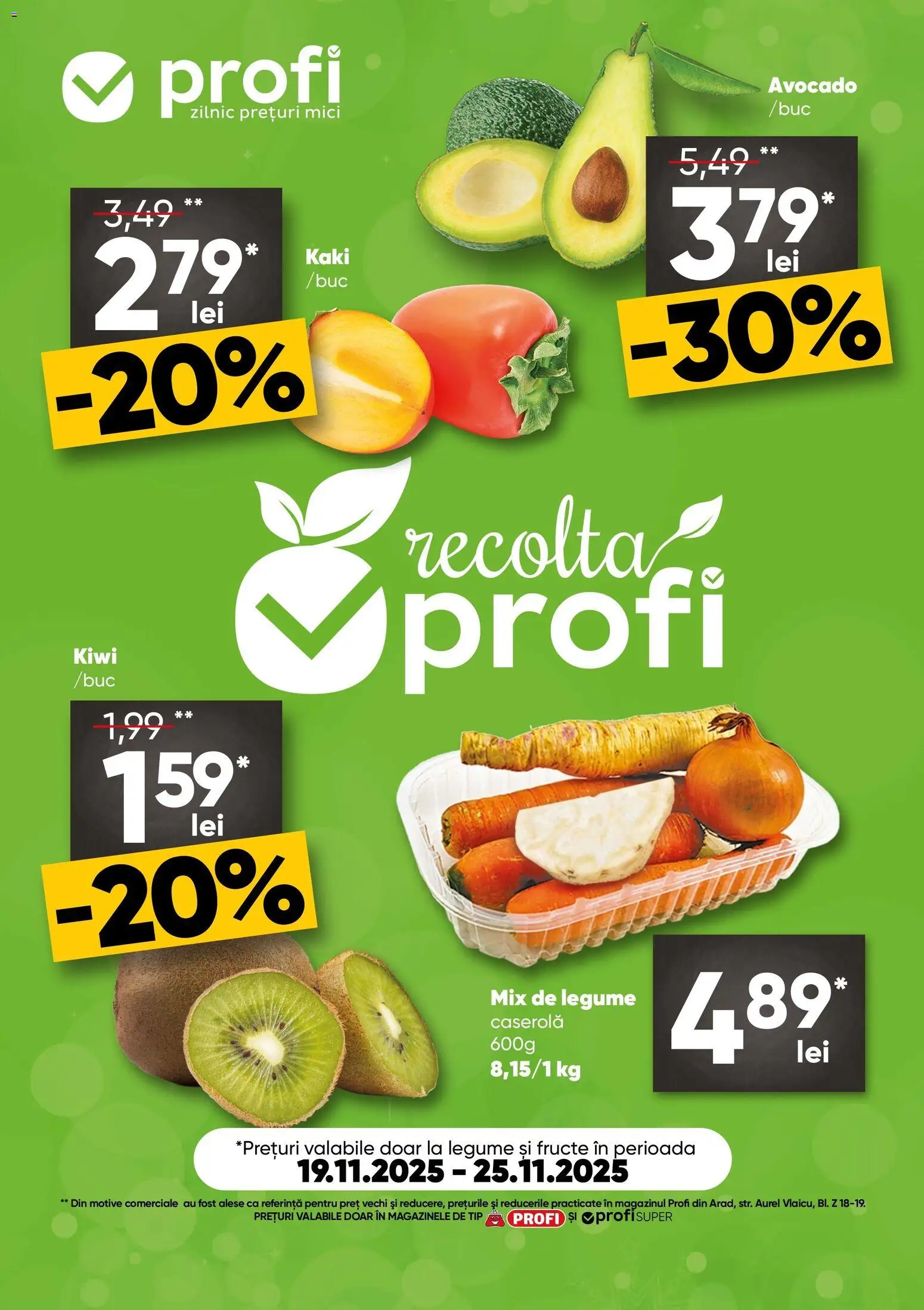 Noul catalog Profi – valabil de la 19.11.2025 | Pagină: 1 | Produse: Kaki, Mici, Avocado, Legume