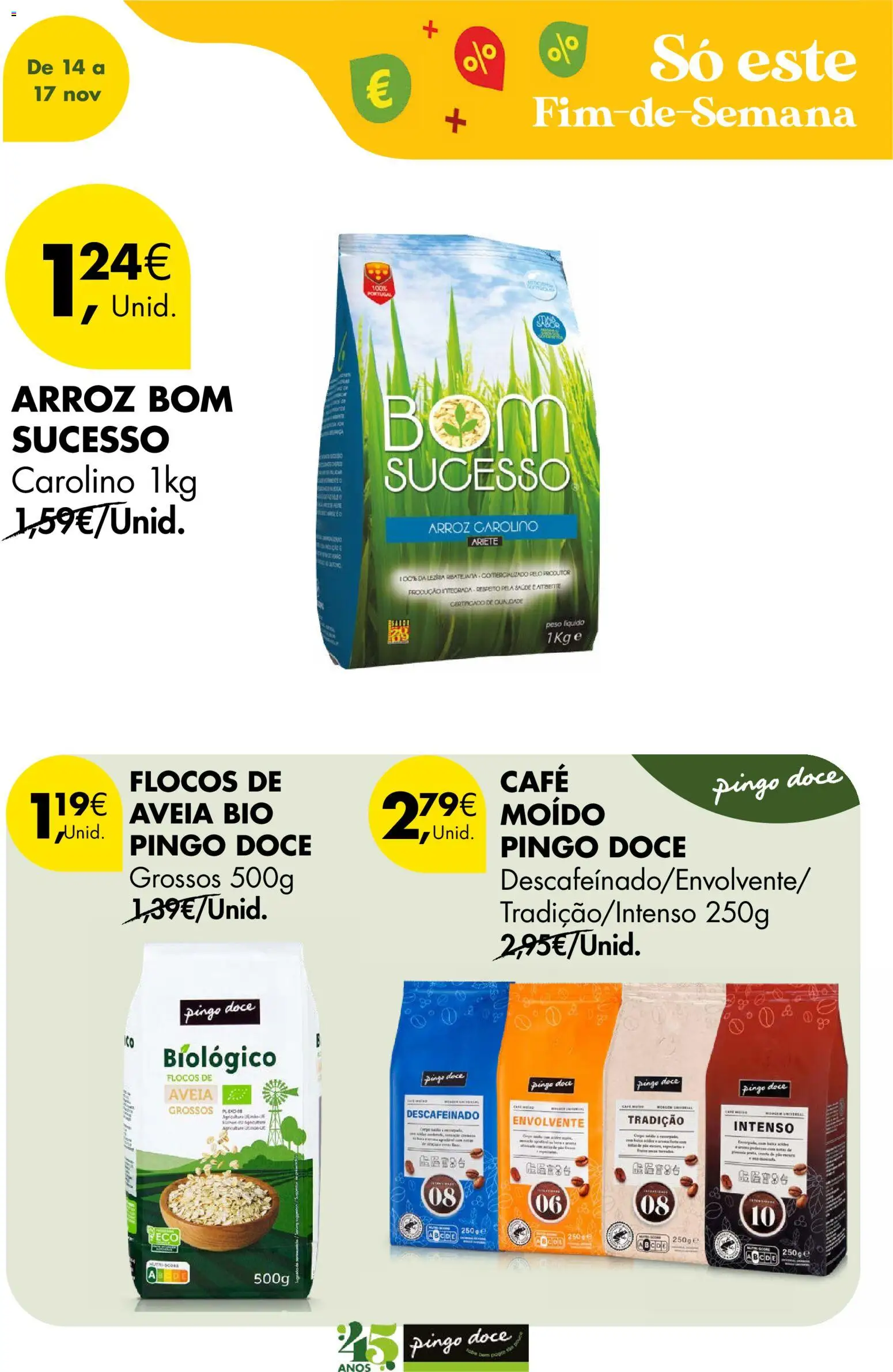 Pingo Doce Poupe este Fim de Semana │ válido de 14.11.2025 | Página: 17 | Produtos: Aveia, Café, Arroz, Flocos