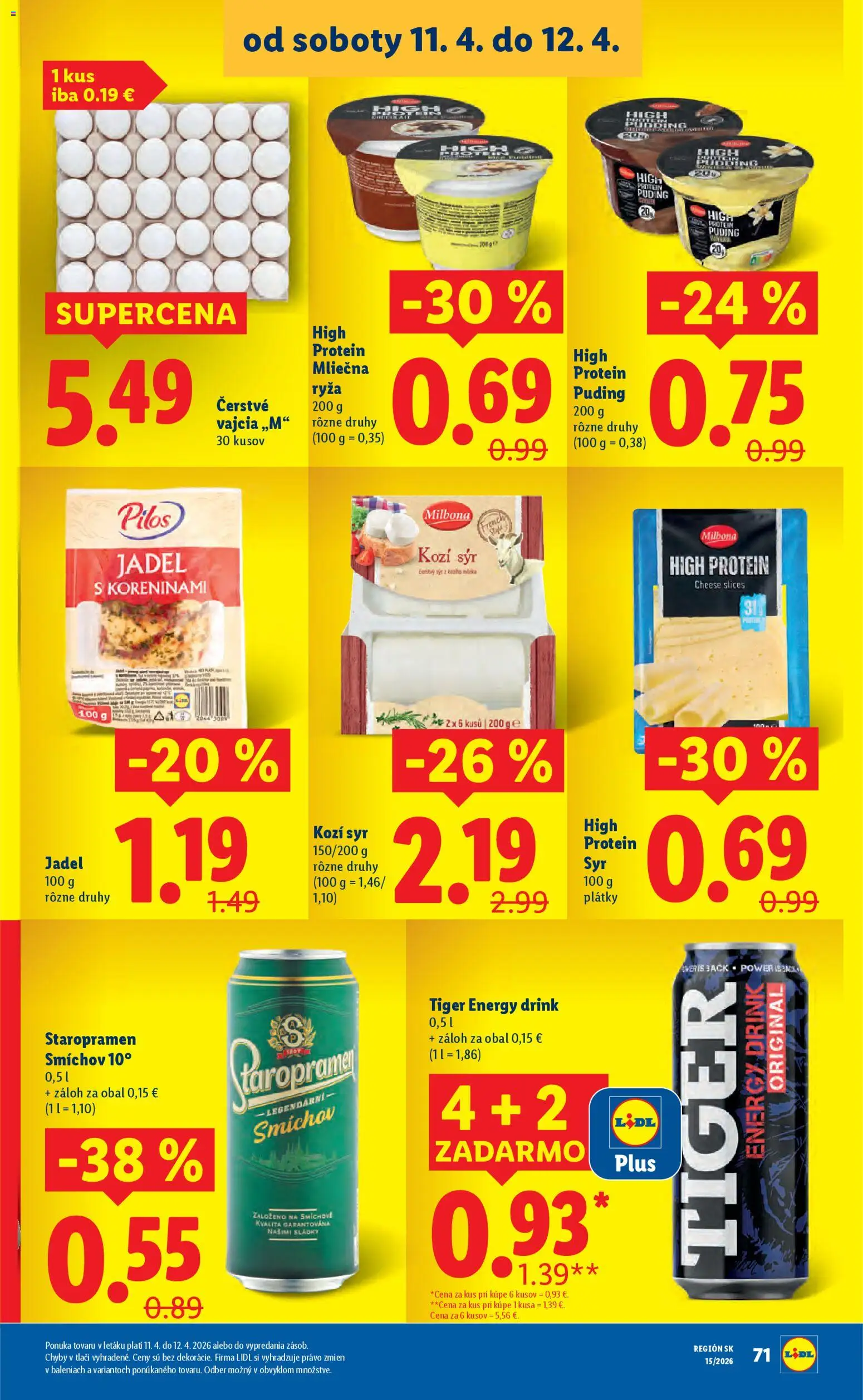 Nové Lidl akcie – leták je platný od 06.04.2026 | Strana: 83 | Produkty: Syr, Vajcia, Ryža, Staropramen